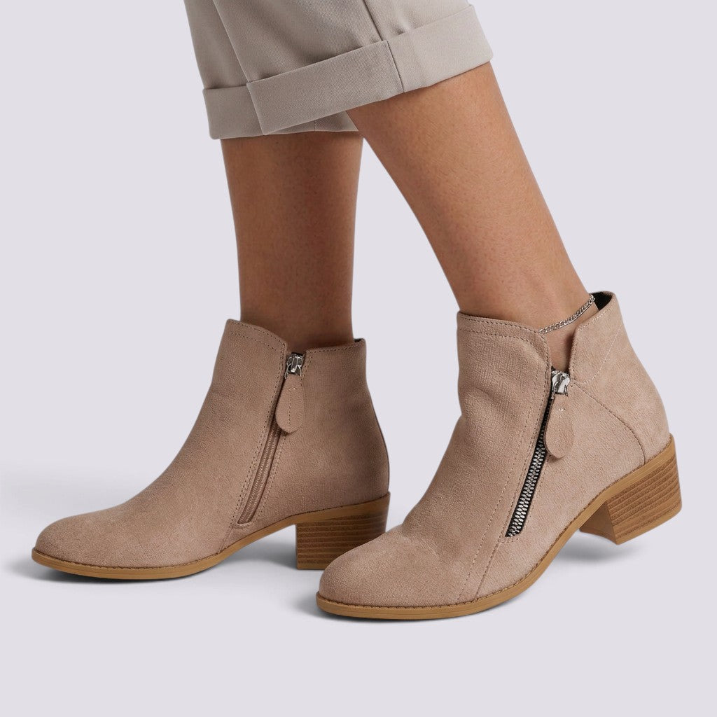 Botines Mujer Tacón Grueso Cremallera Lateral
