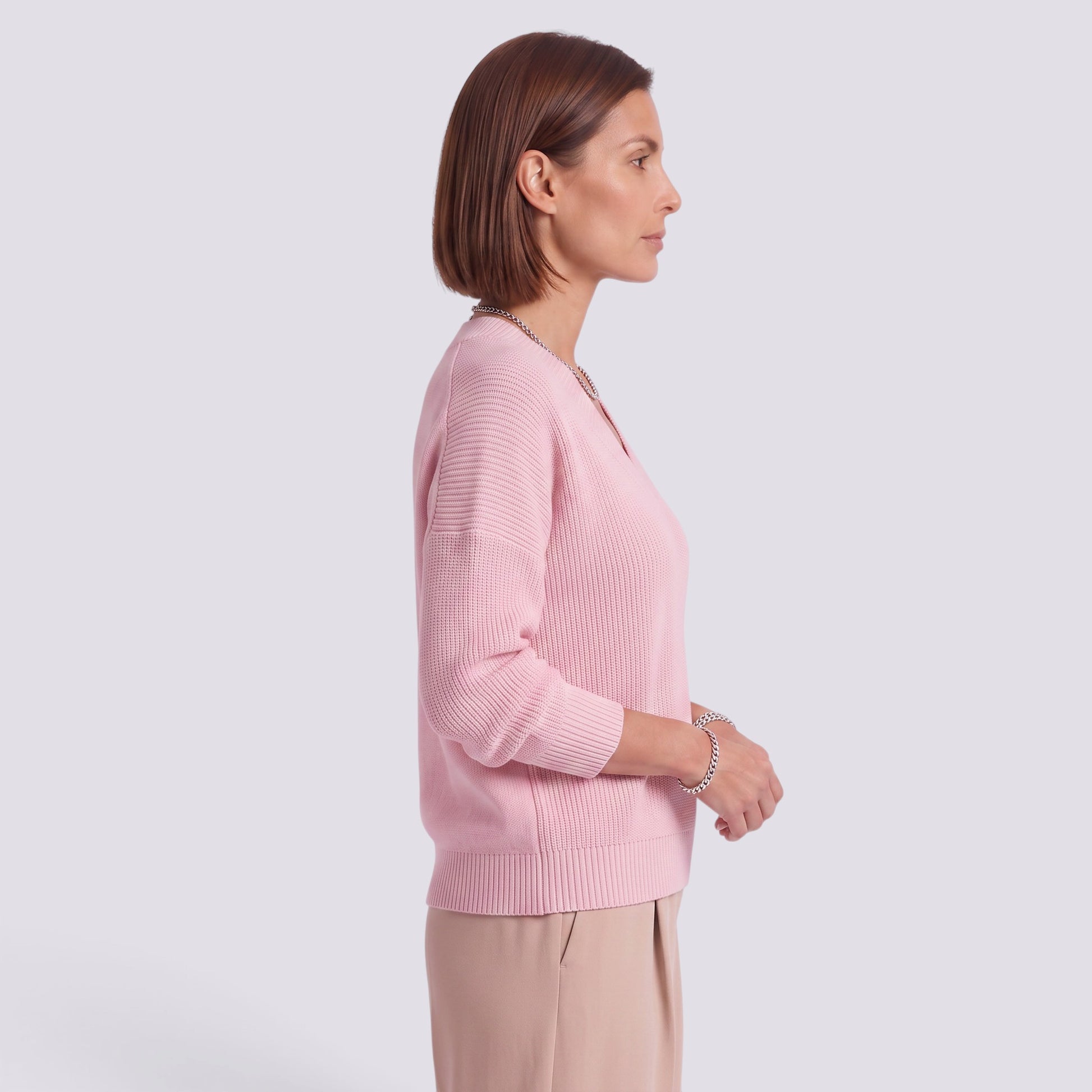 Jersey Mujer Cuello Pico Punto Holgado