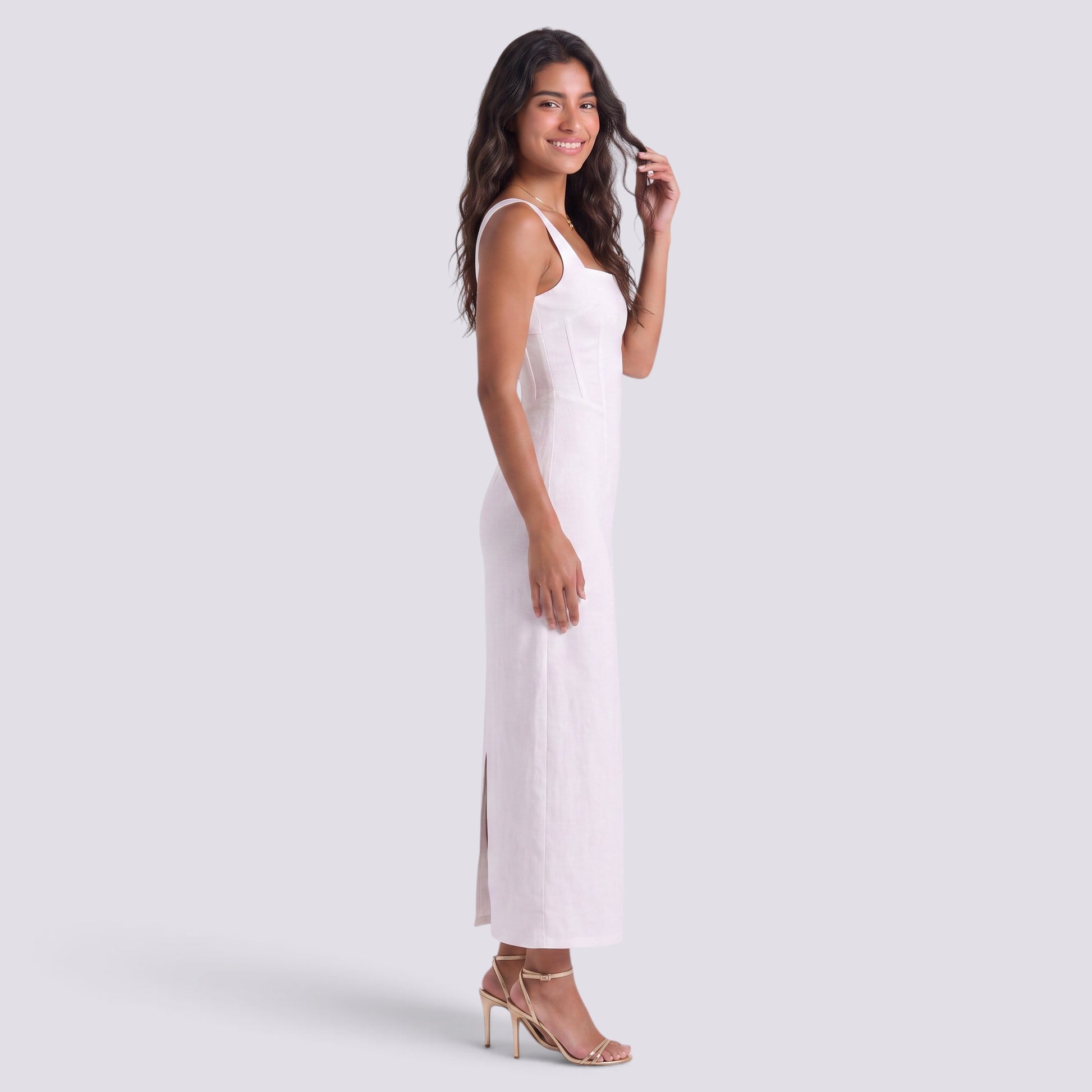 Vestido Mujer con Tirantes y Escote Cuadrado