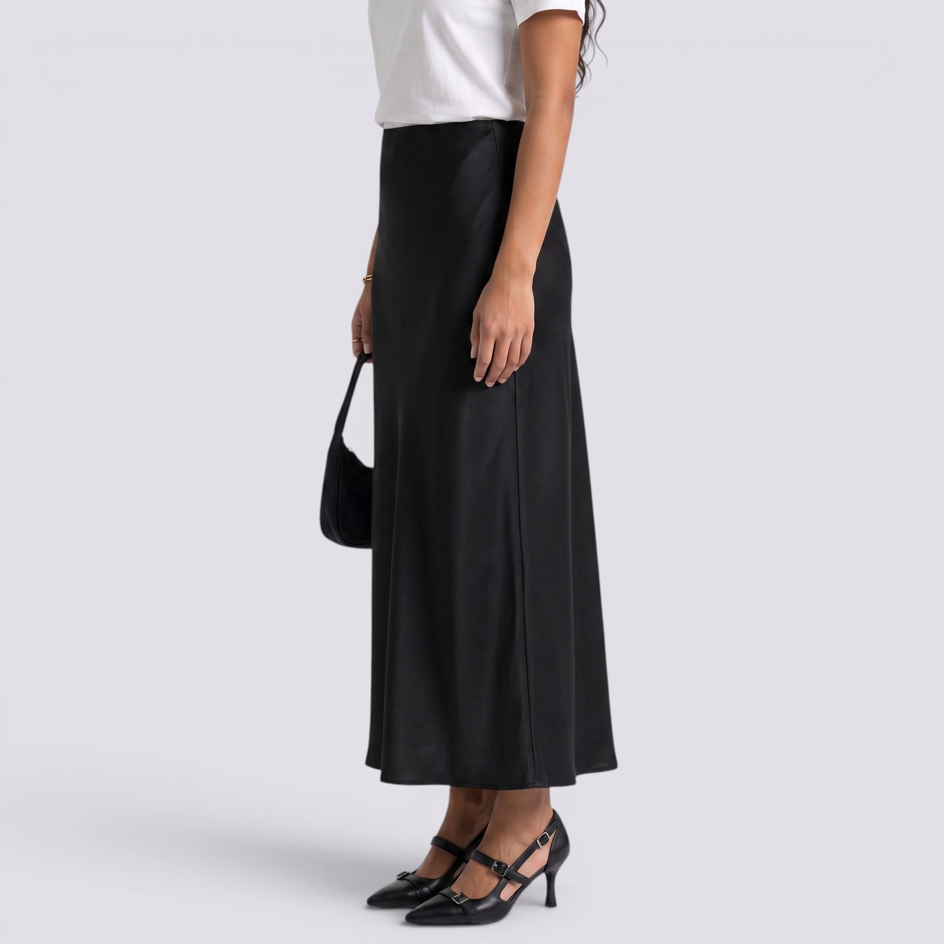 Falda Larga Satinada Mujer Elegante