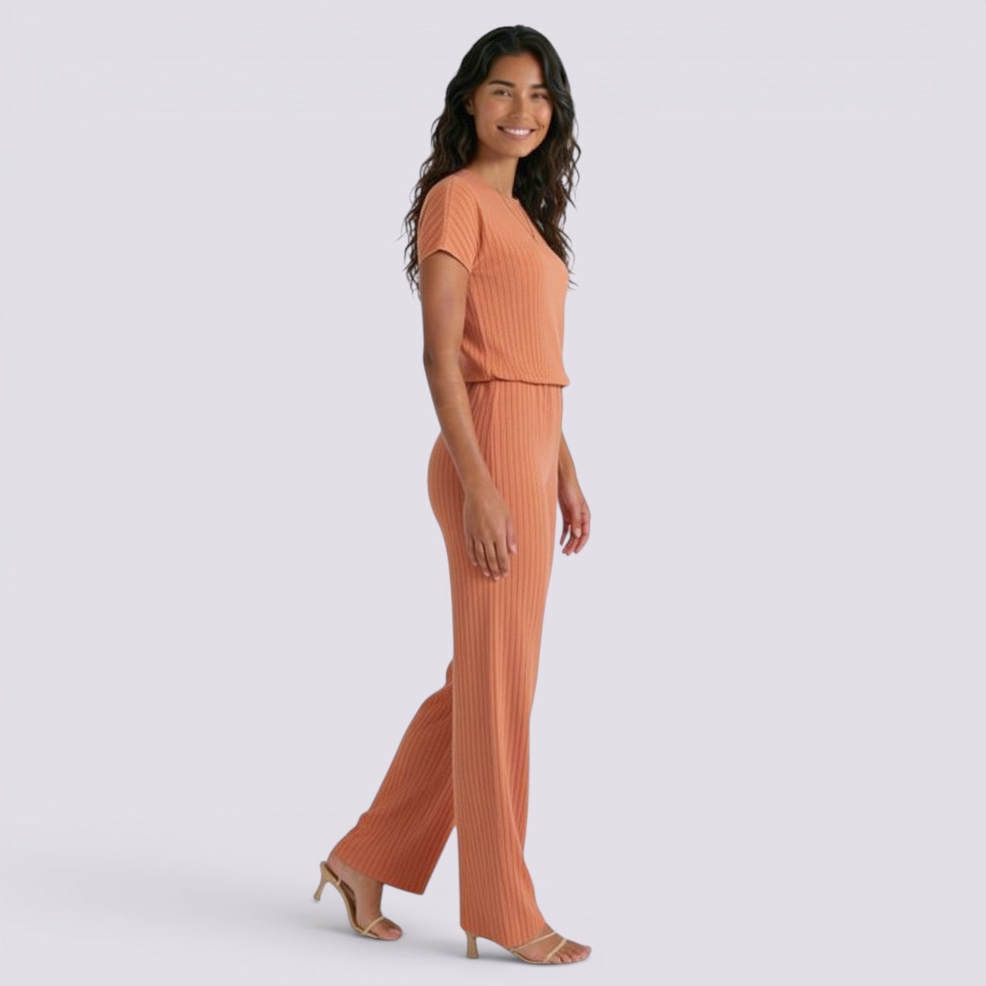 Conjunto Punto Canalé Mujer Pantalón Ancho