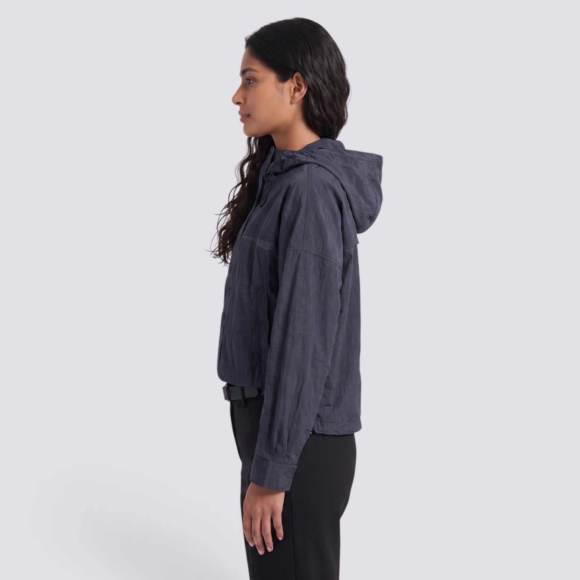 Abrigo Mujer Oversize con Capucha Holgada Bicolor