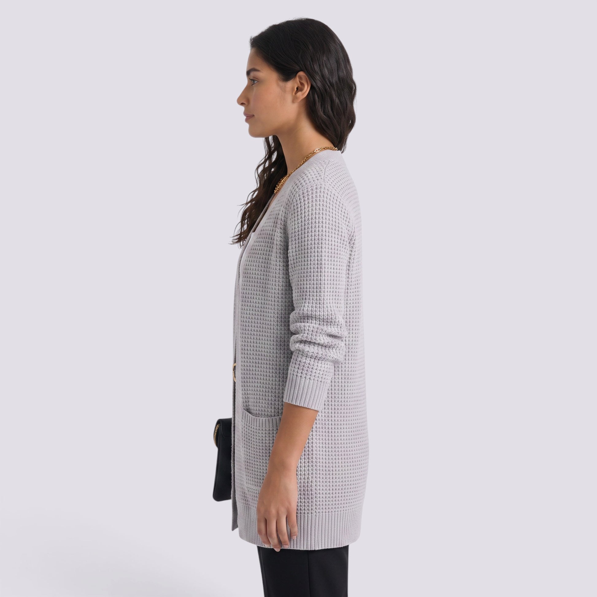 Chaqueta de Punto Mujer Larga con Bolsillos