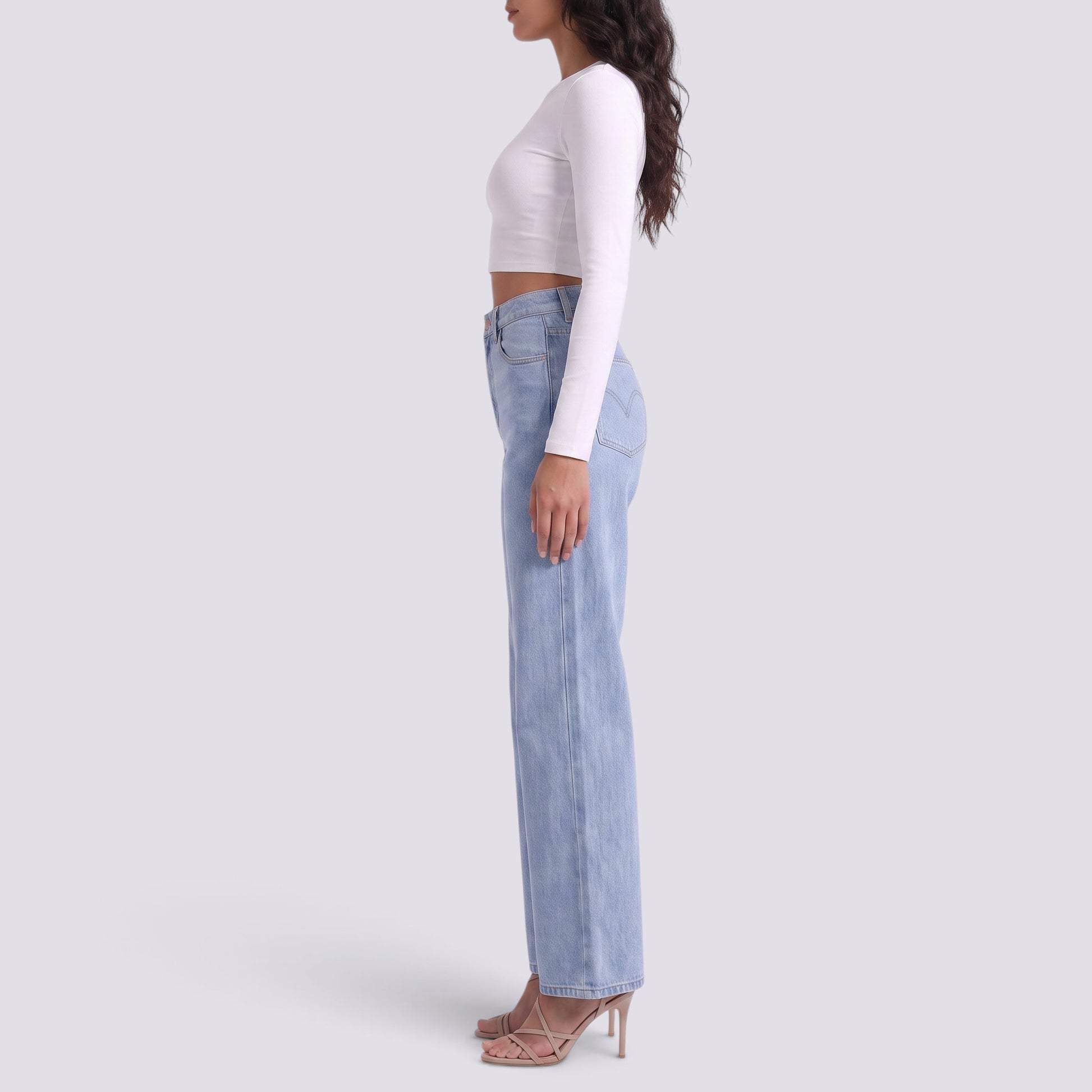 Pantalón Vaquero Mujer Recto Tiro Alto Clásico