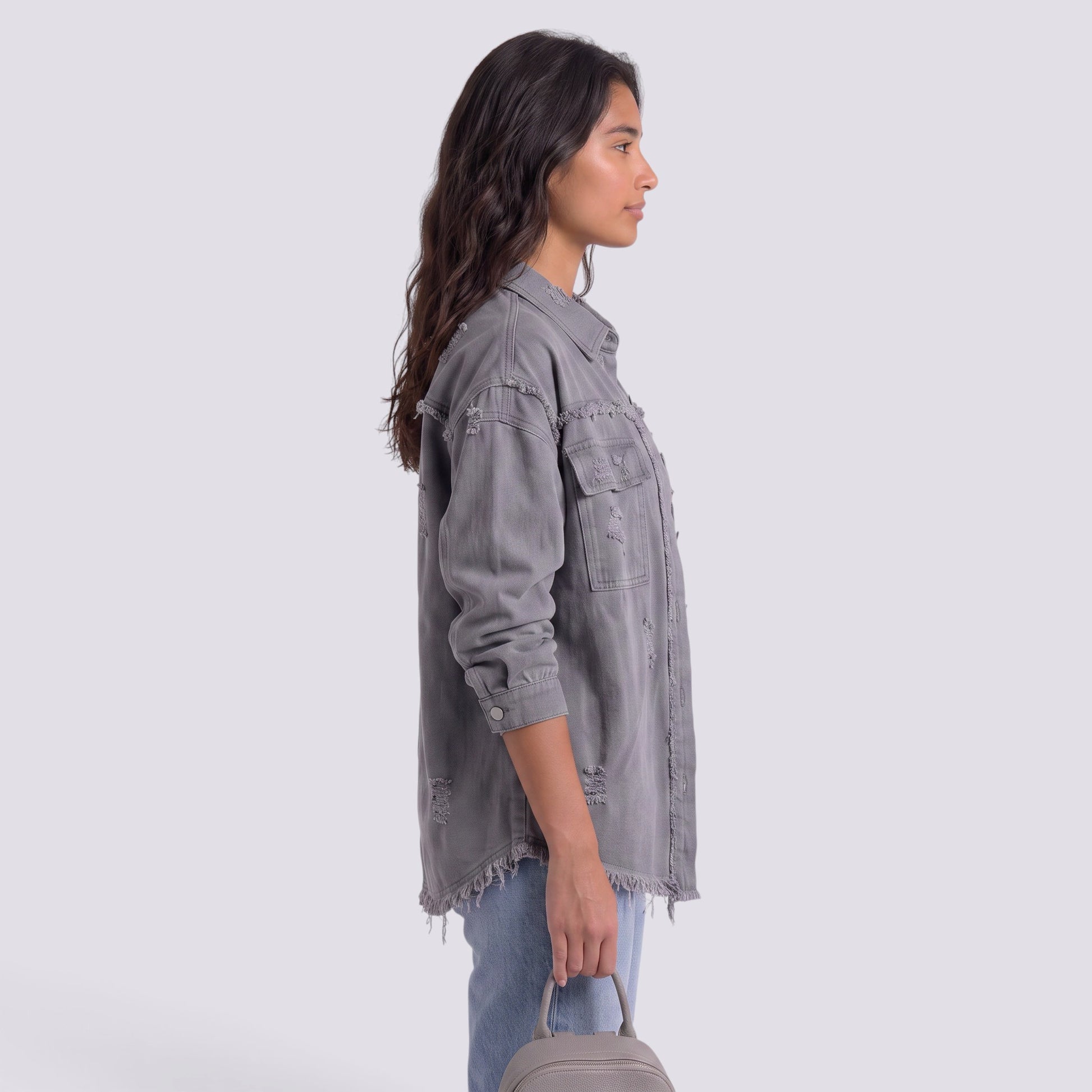 Chaqueta Vaquera Mujer Efecto Rota Deshilachada