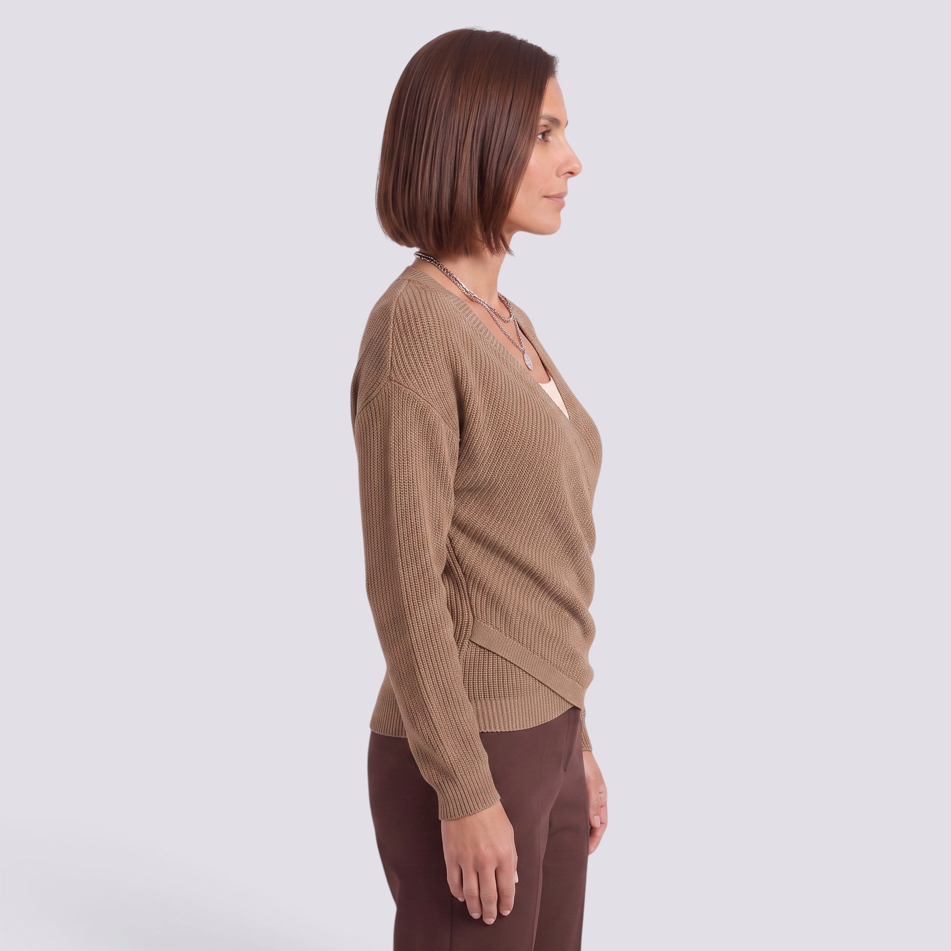 Jersey Mujer Punto Cuello Pico Cruzado