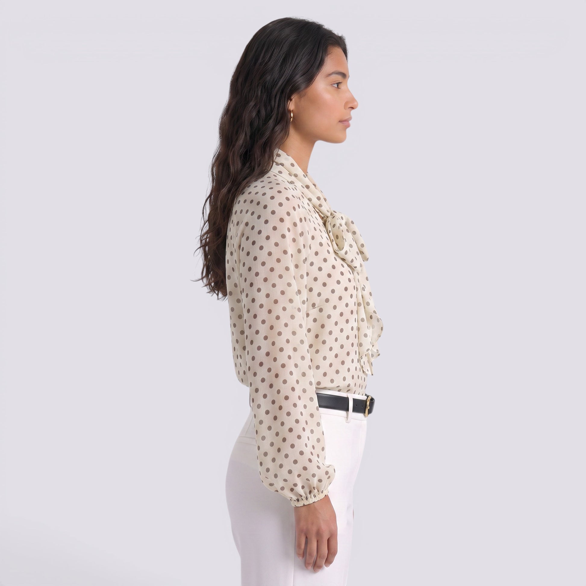 Blusa Mujer Lunares Lazo Manga