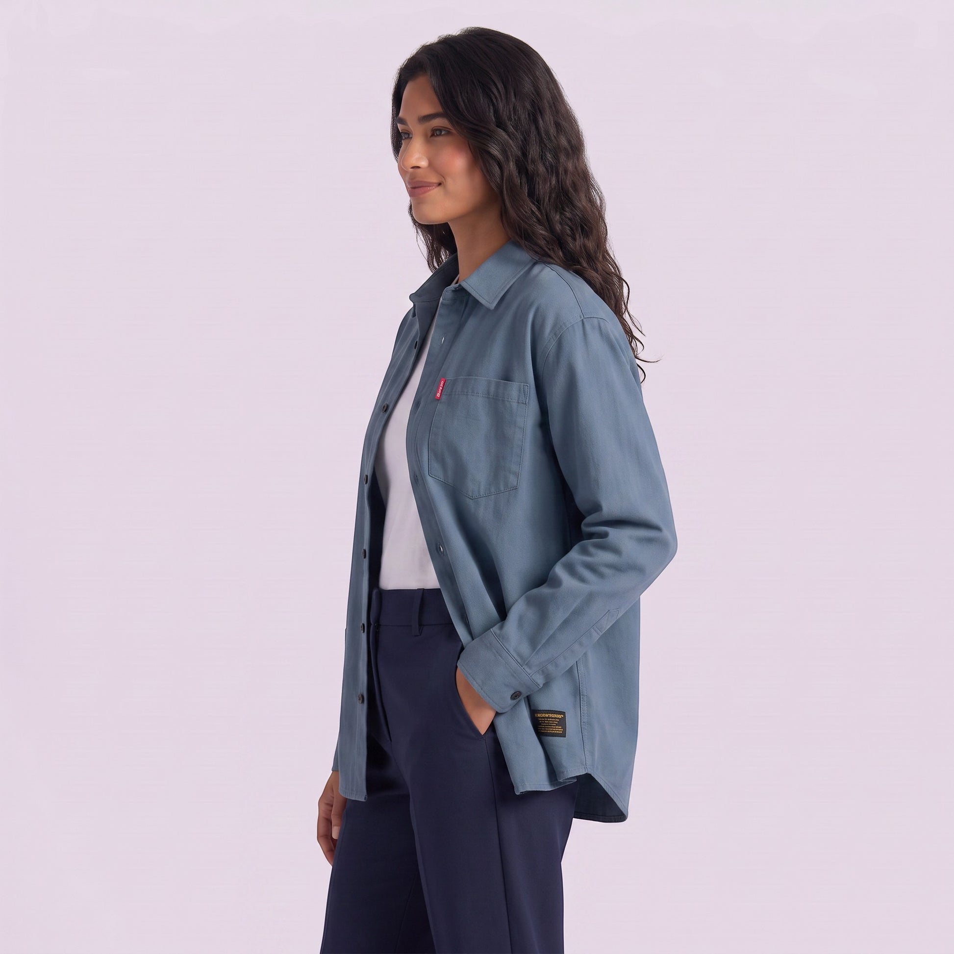 Camisa Mujer Oversize Algodón Manga Larga