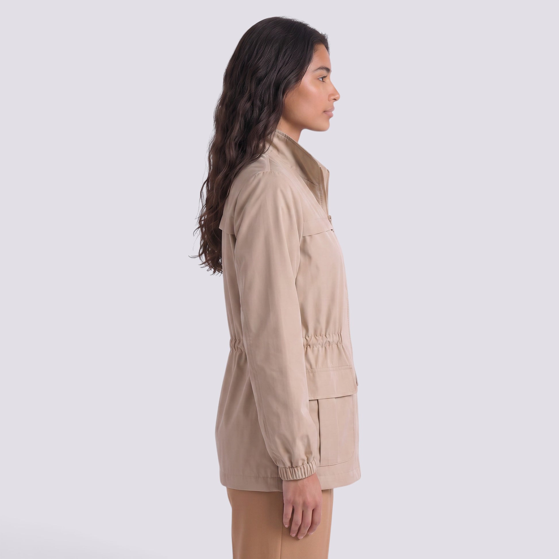 Gabardina Mujer Entallada Elegante Cuello Alto
