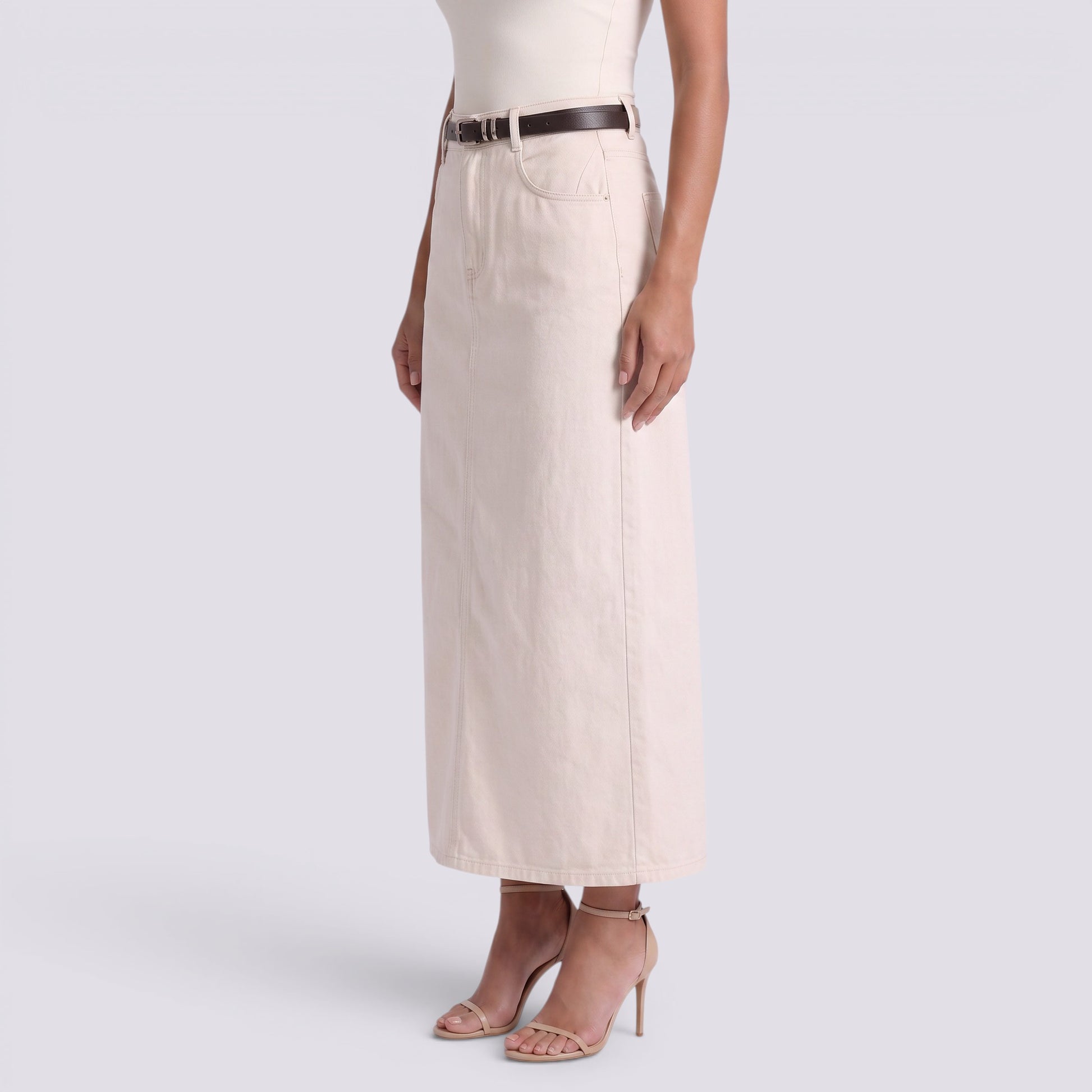 Falda Vaquera Midi Mujer Tiro Alto Vintage