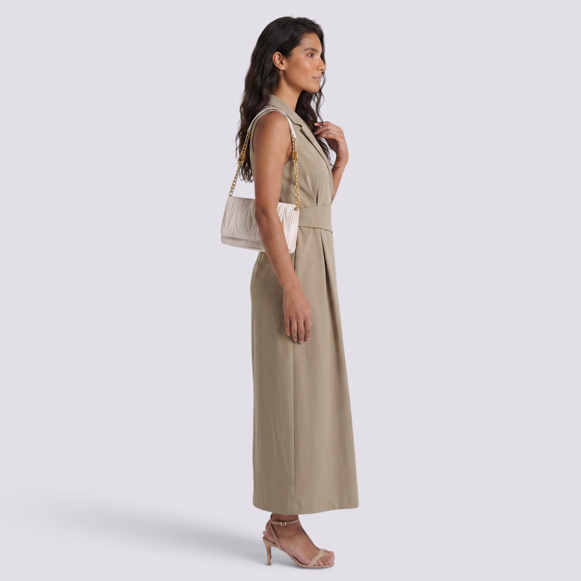 Vestido Largo Tipo Blazer para Mujer Solapa Entallado