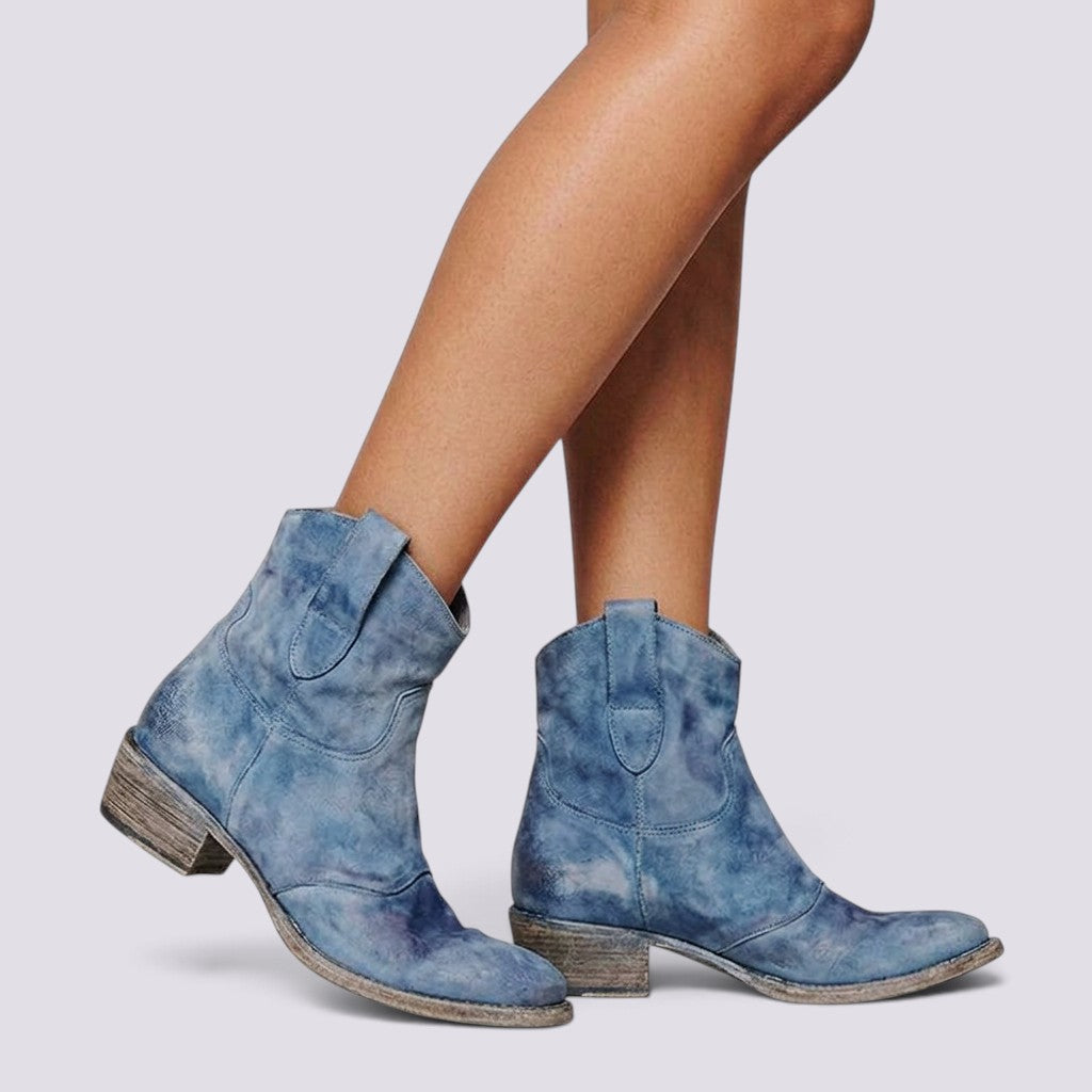 Botines Mujer Ante Tacón Cuadrado