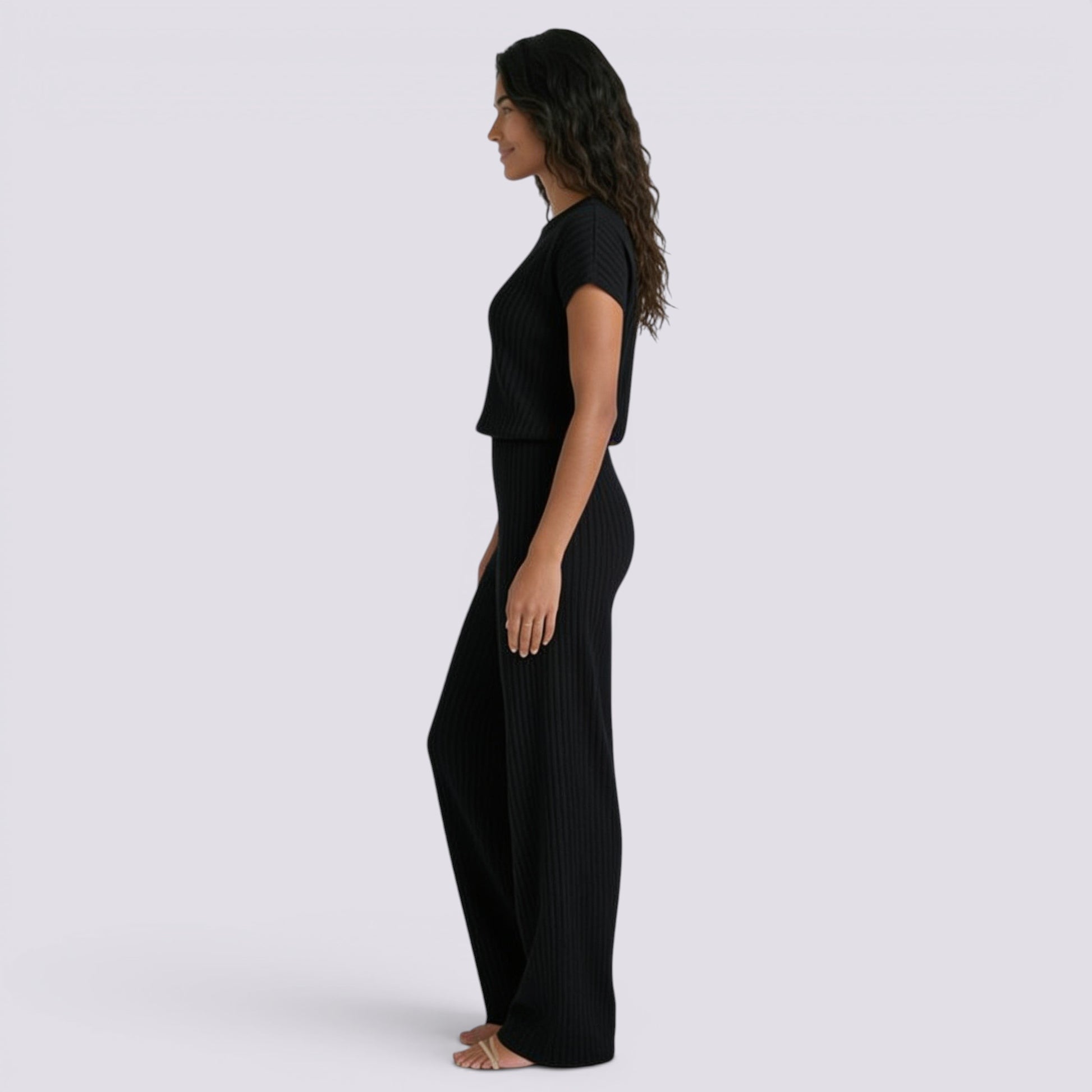 Conjunto Punto Canalé Mujer Pantalón Ancho