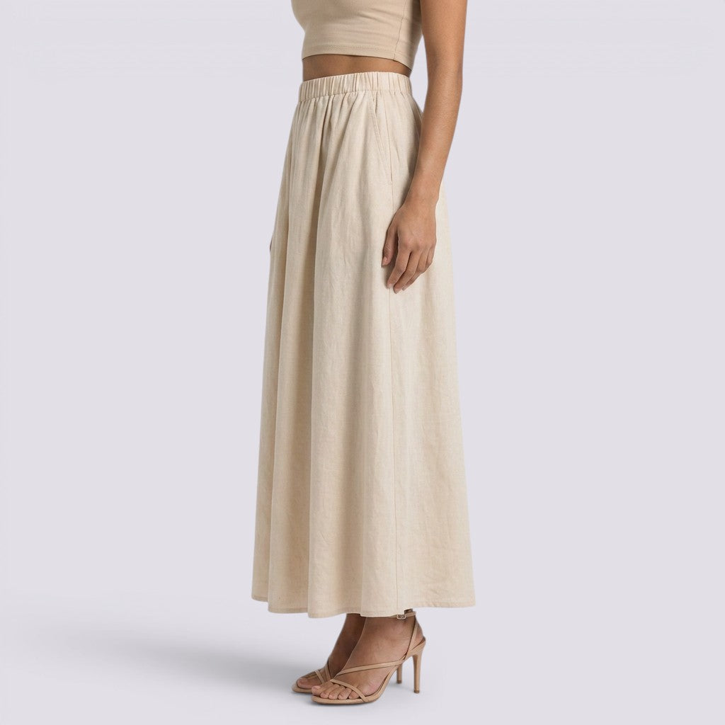 Falda Midi Plisada Large Mujer Elegante