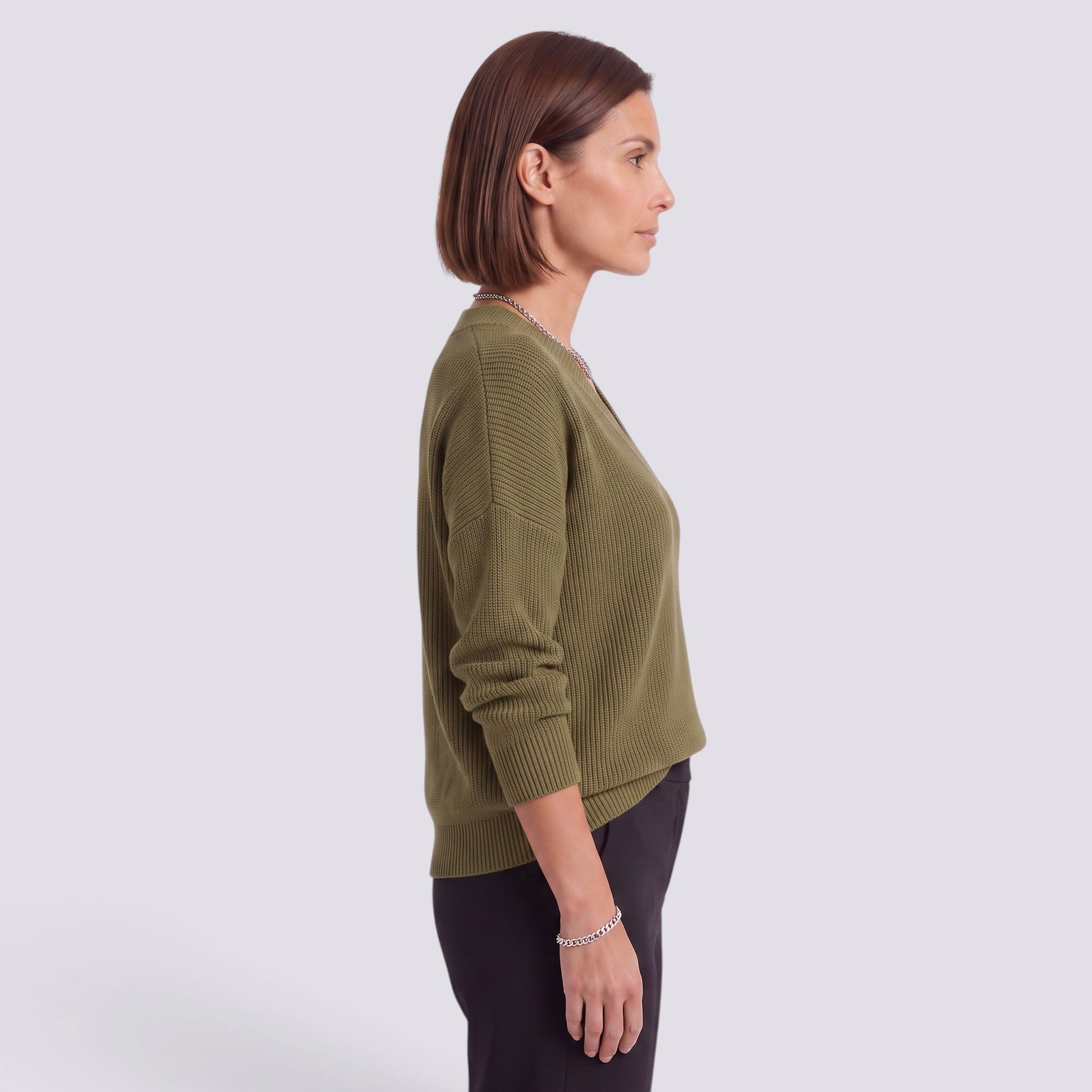 Jersey Mujer Cuello Pico Punto Holgado