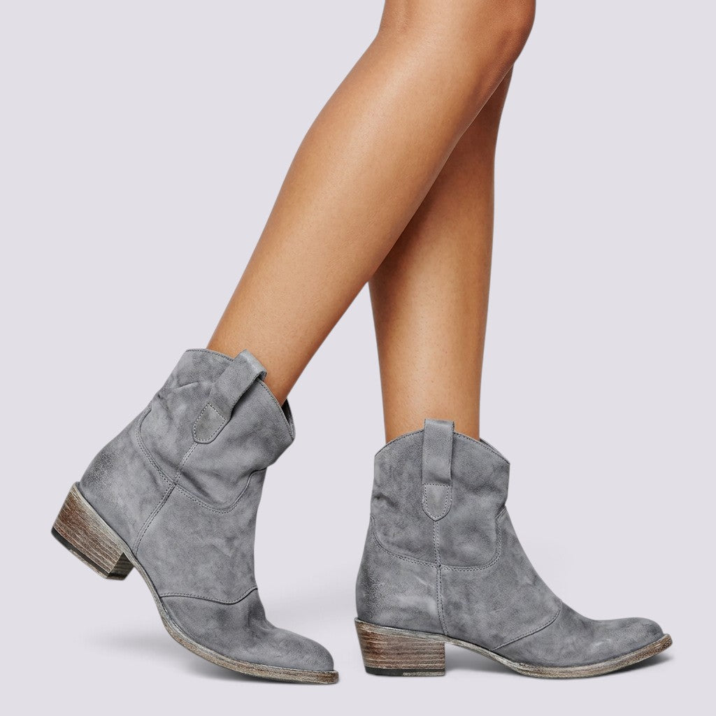 Botines Mujer Ante Tacón Cuadrado