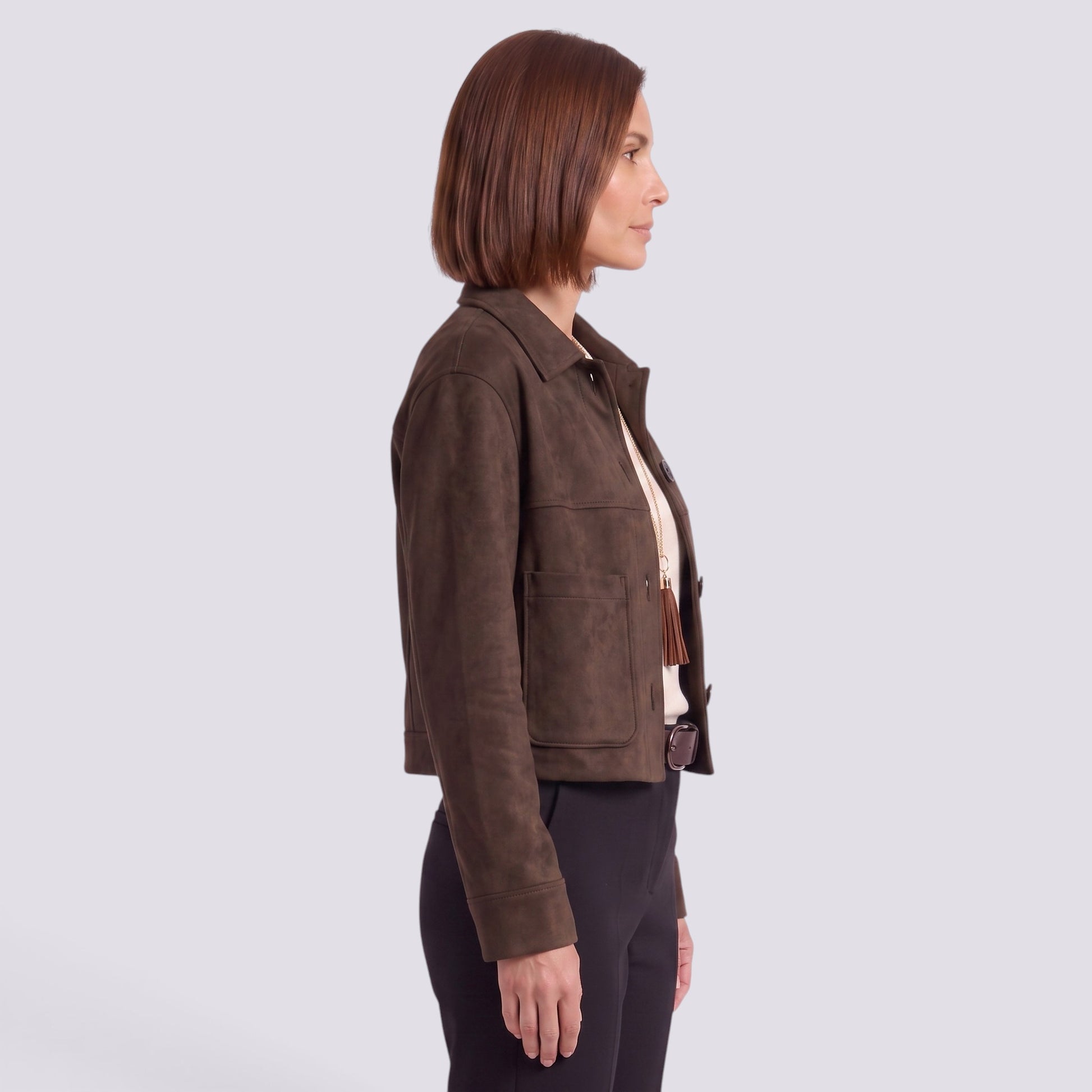 Chaqueta Corta Mujer Efecto Ante