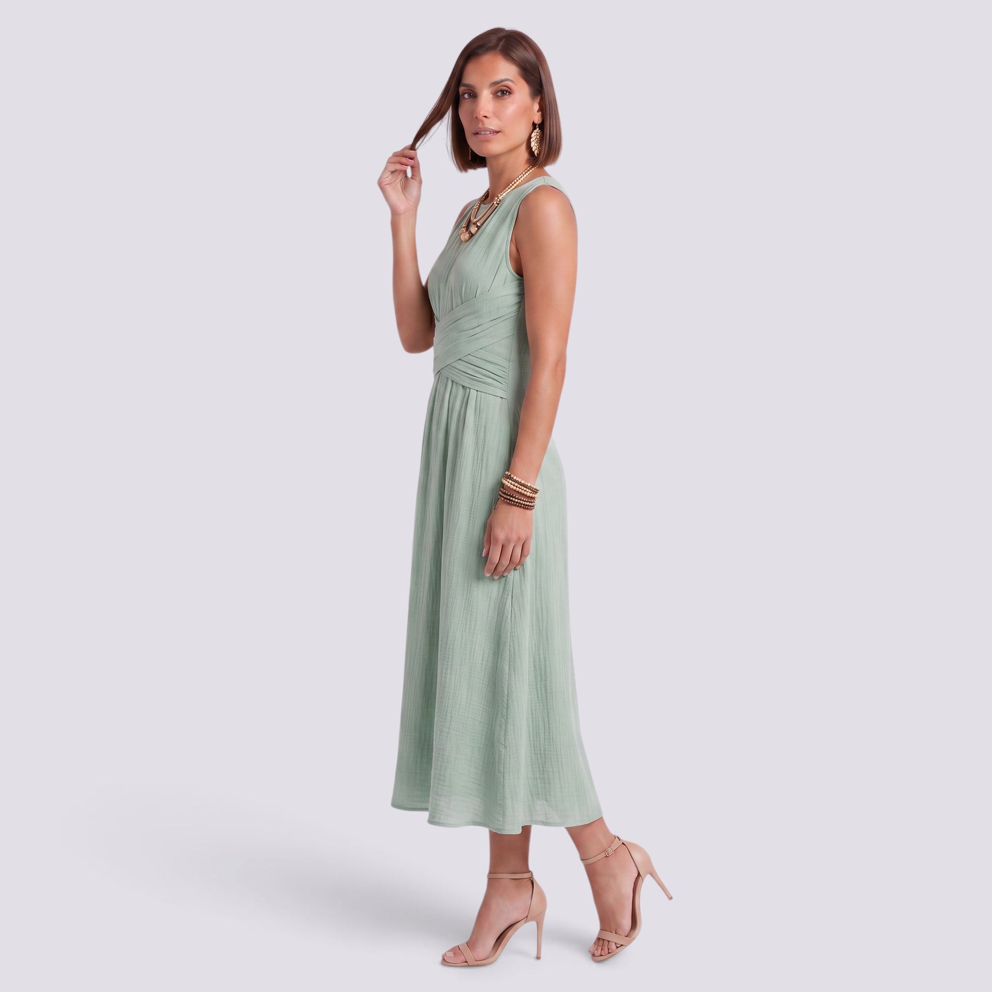 Vestido Cruzado Mujer Elegante Talle Alto