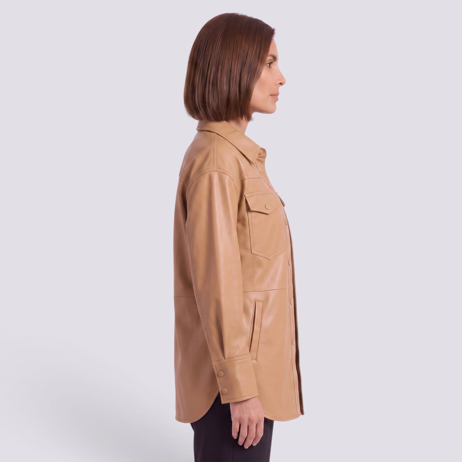 Chaqueta Mujer Efecto Piel con Cinturón Entallada