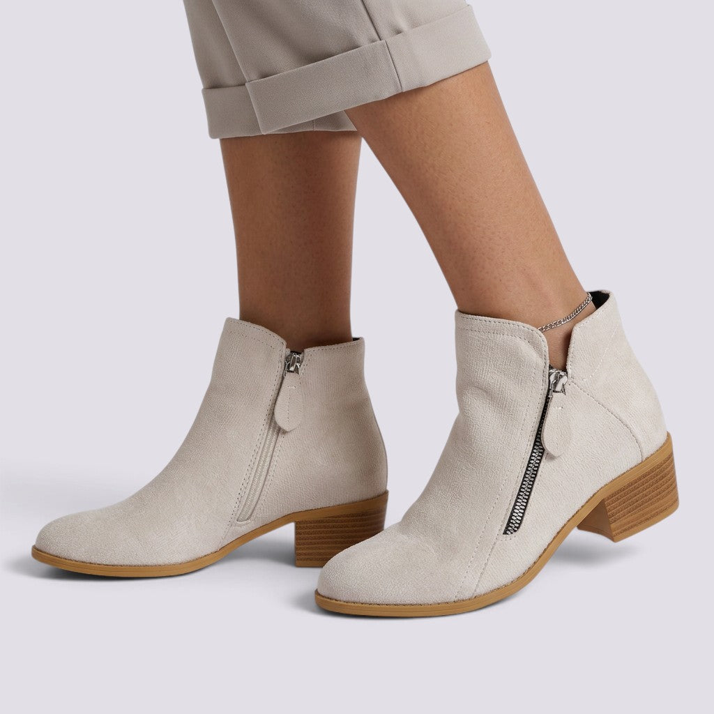 Botines Mujer Tacón Grueso Cremallera Lateral