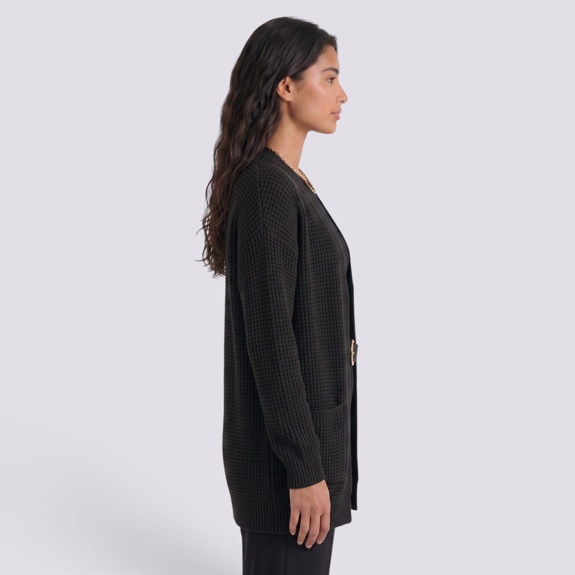 Chaqueta de Punto Mujer Larga con Bolsillos