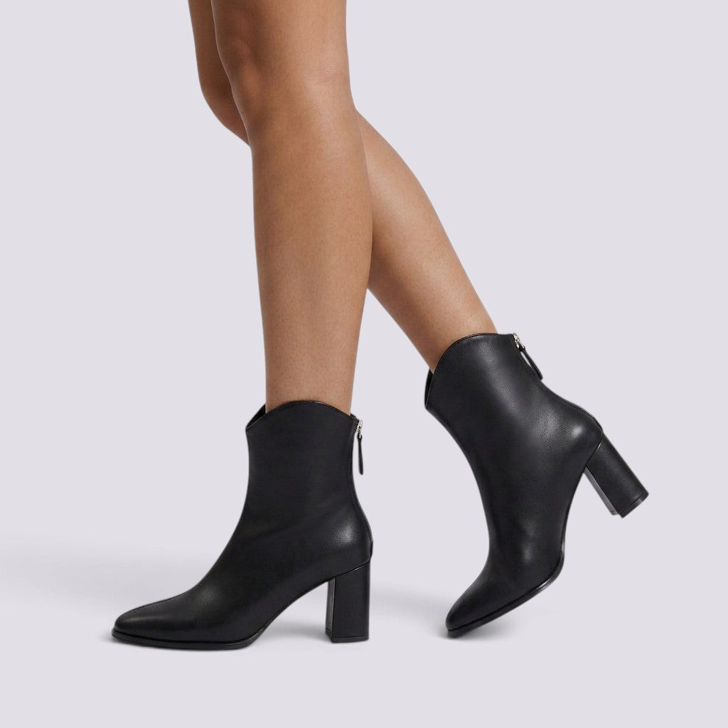 Botines Mujer Piel Punta Fina Caña Media