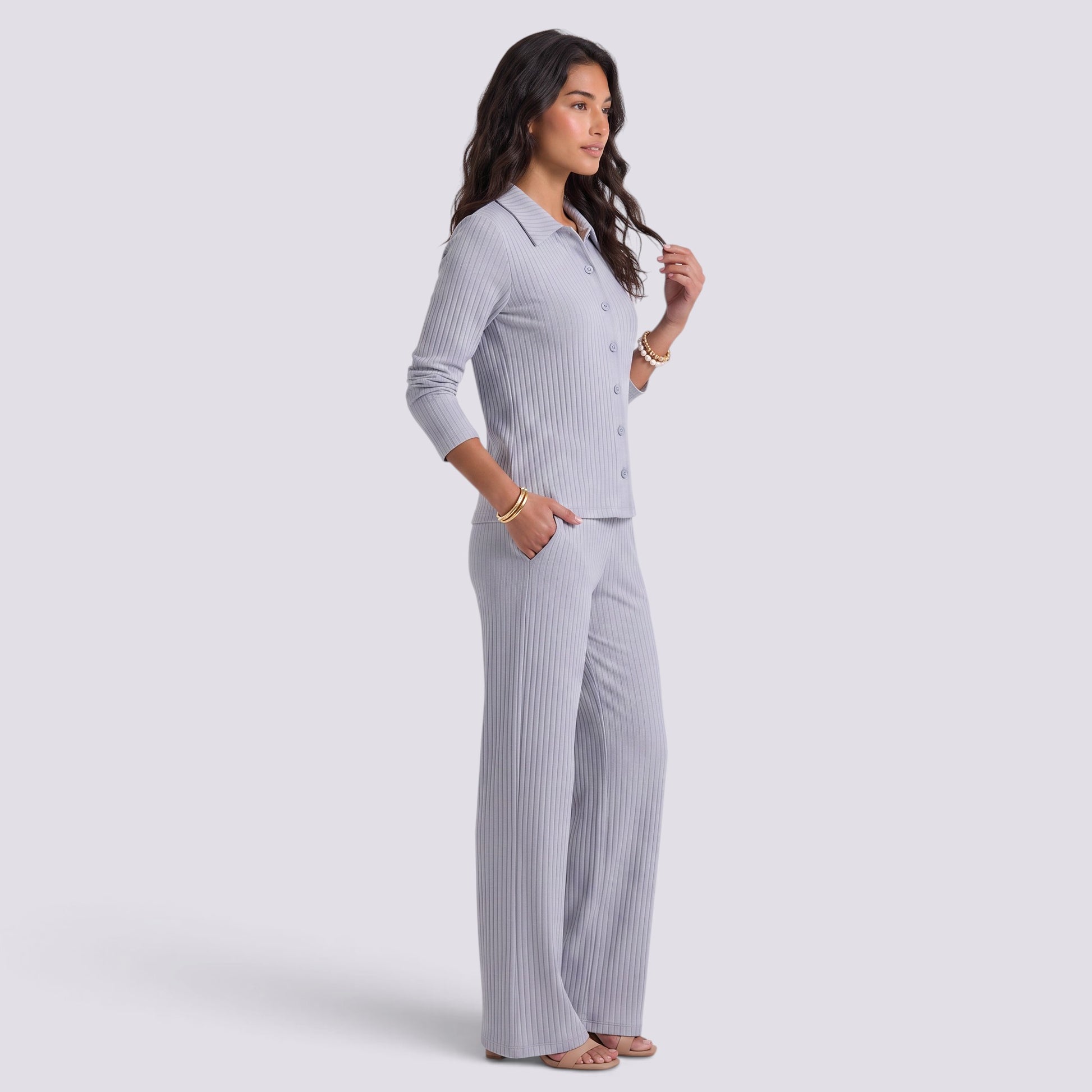 Conjunto Mujer Camisa y Pantalón Ancho