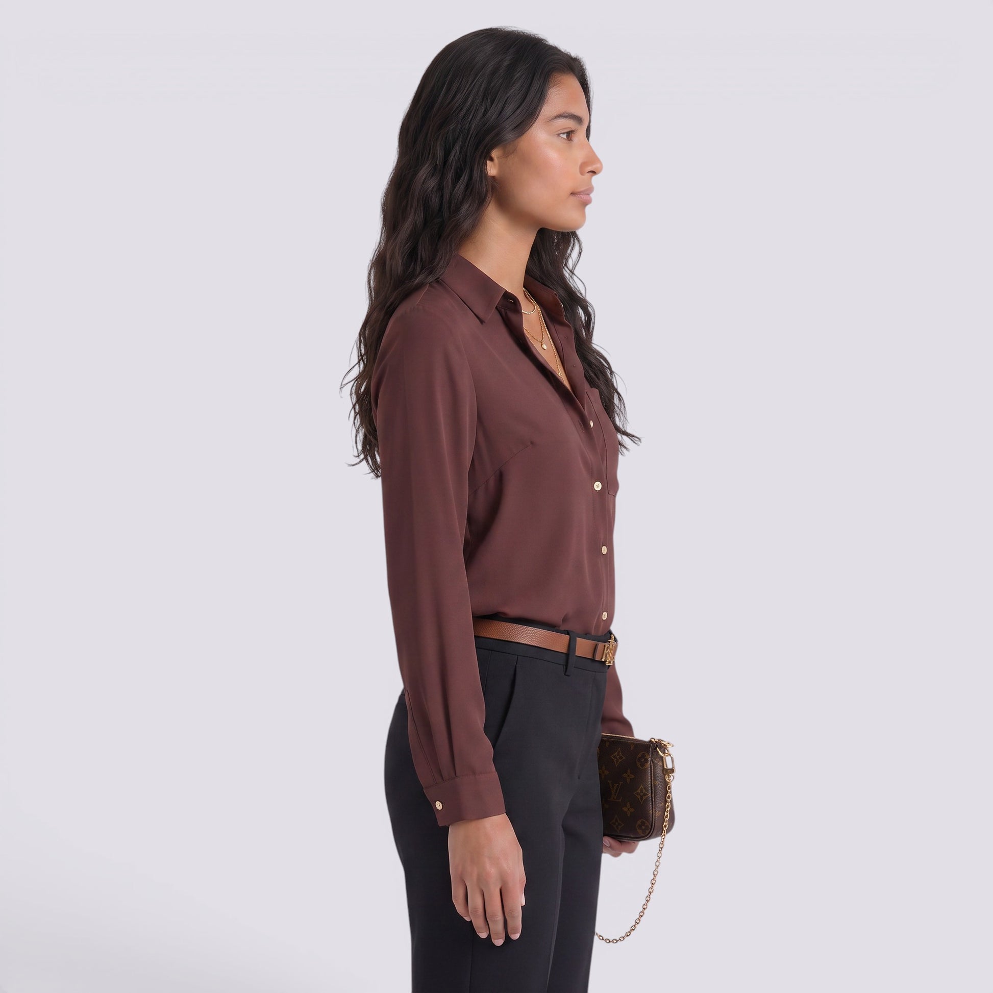 Blusa Mujer Manga Larga Cuello Pico