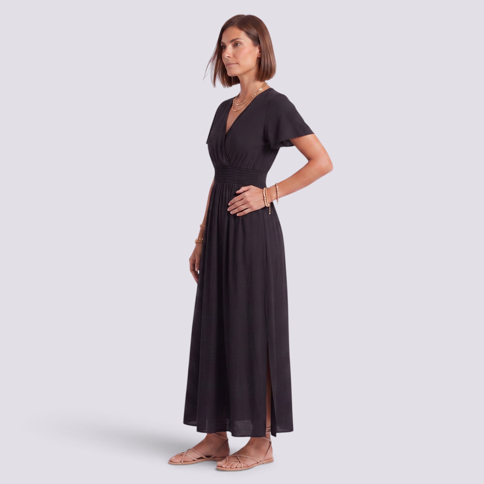 Vestido Largo Mujer Verano Elegante Manga Corta