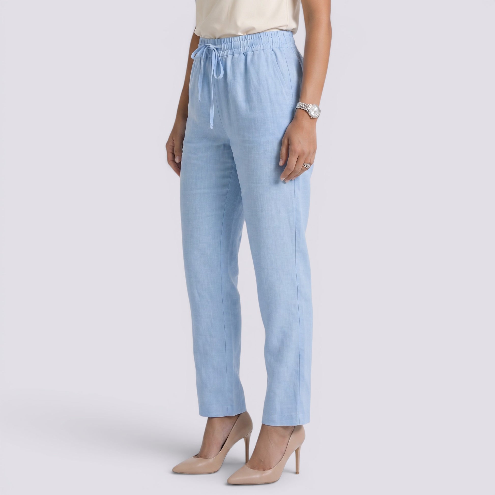 Pantalón Verano Mujer Cintura Alta Lino