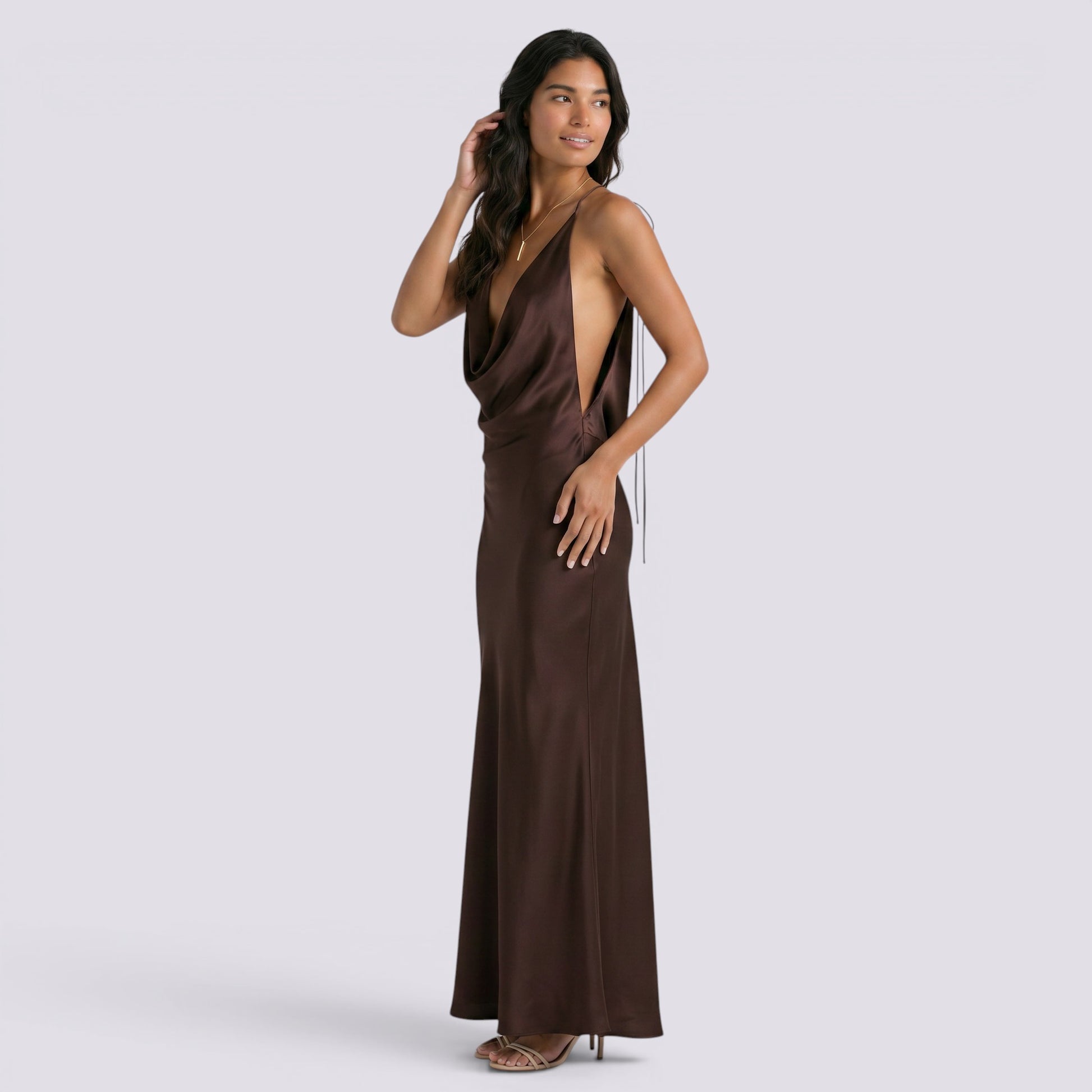 Vestido de Fiesta Mujer Halter Elegante de Noche