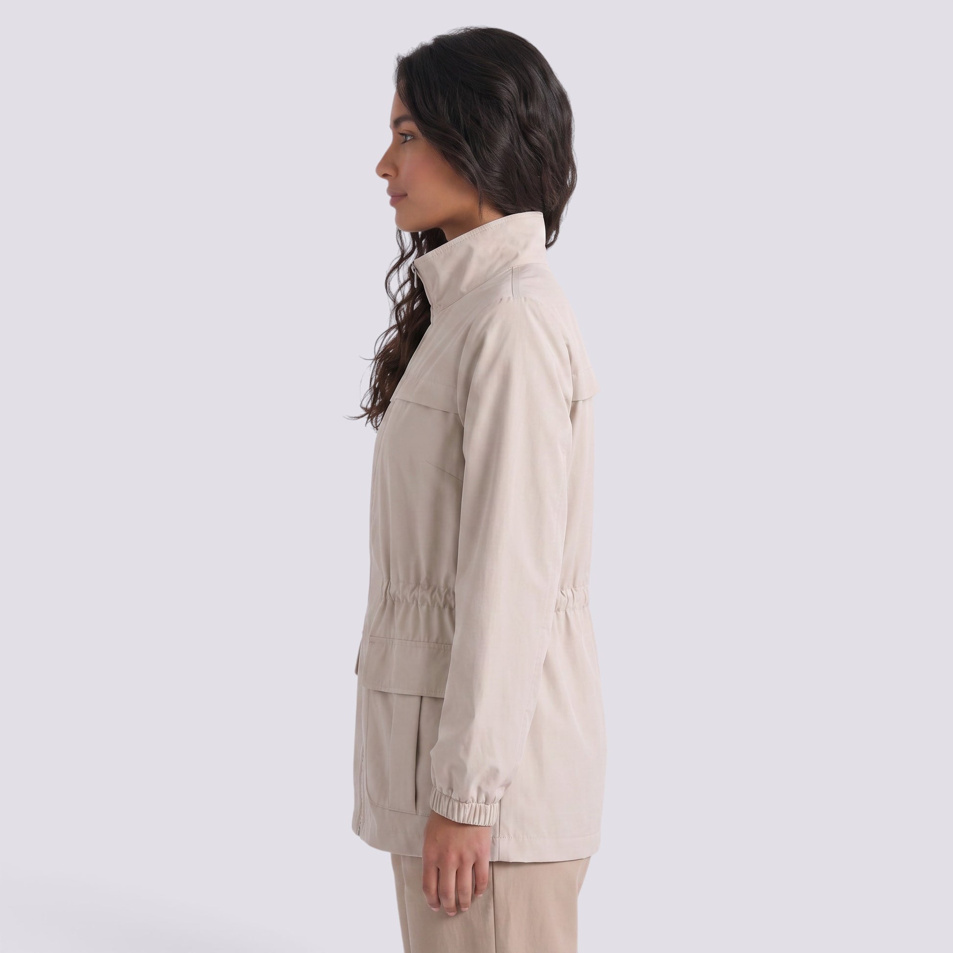 Gabardina Mujer Entallada Elegante Cuello Alto