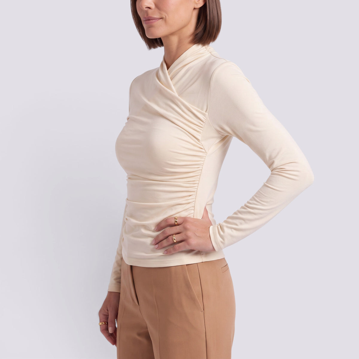 Blusa Mujer Manga Larga Escote Cruzado