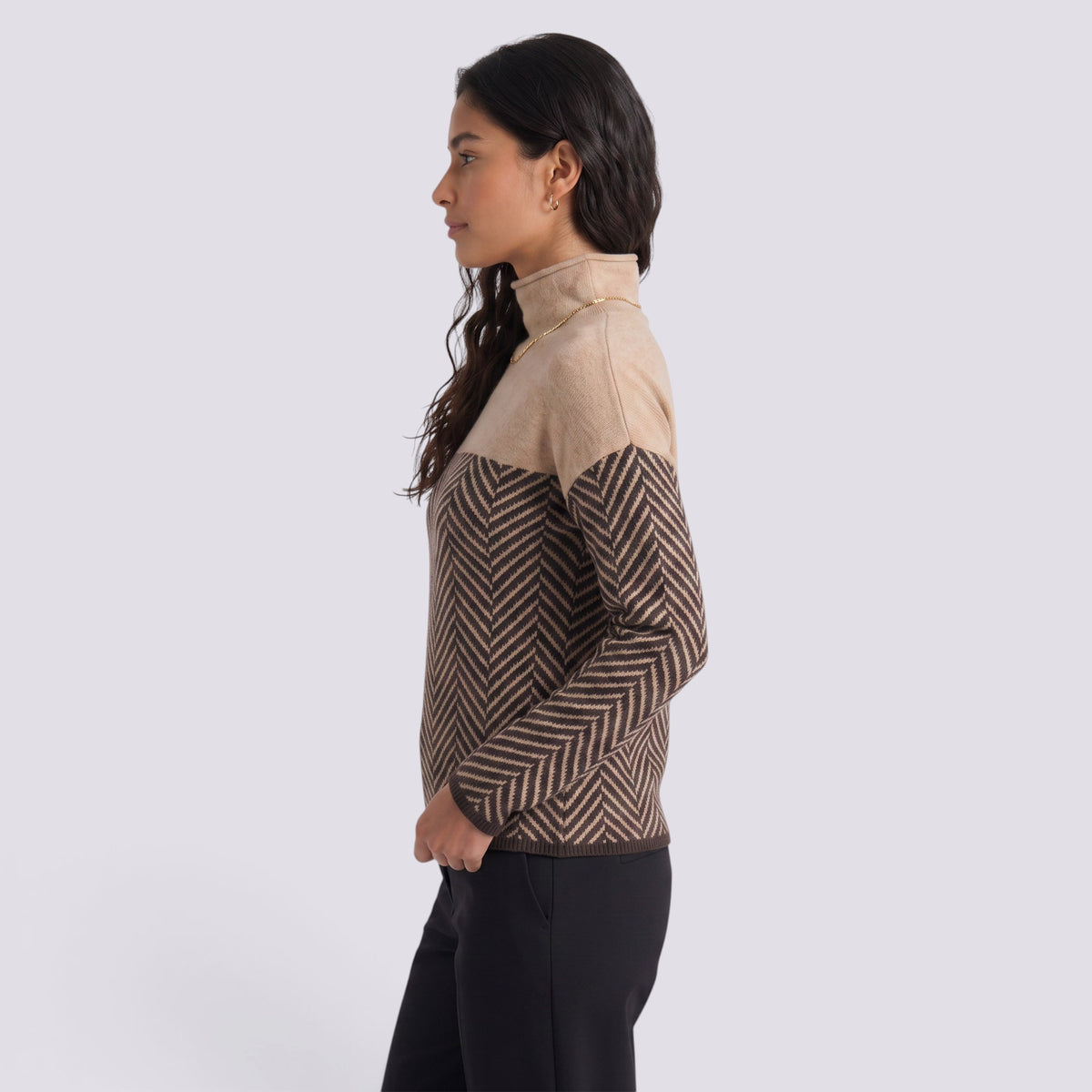 Jersey Mujer Cuello Alto Punto Grueso