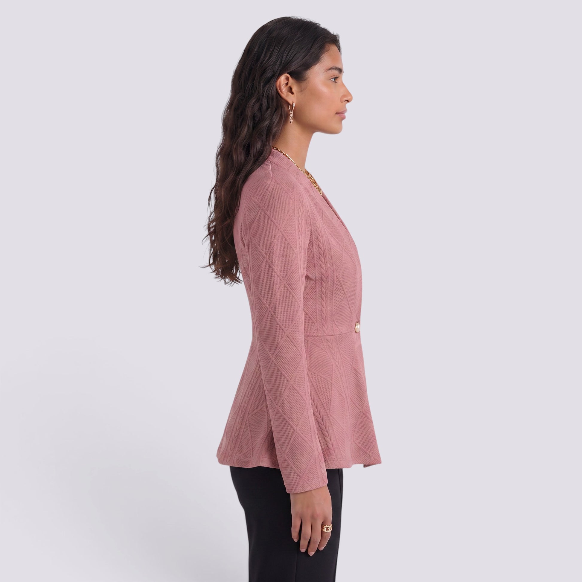 Blazer Mujer Entallado Jacquard Textura