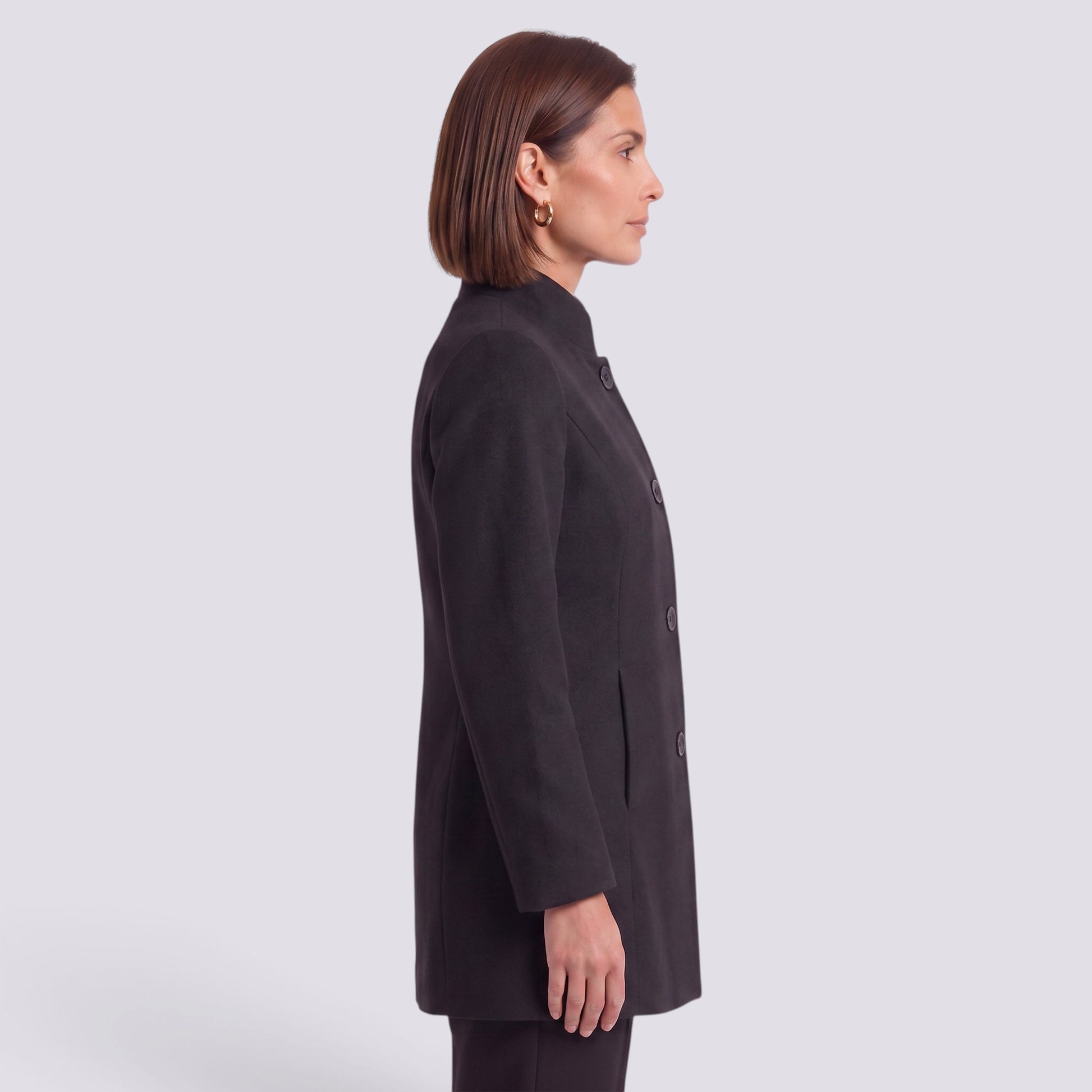 Abrigo Mujer Cruzado Entallado Elegante Bolsillos