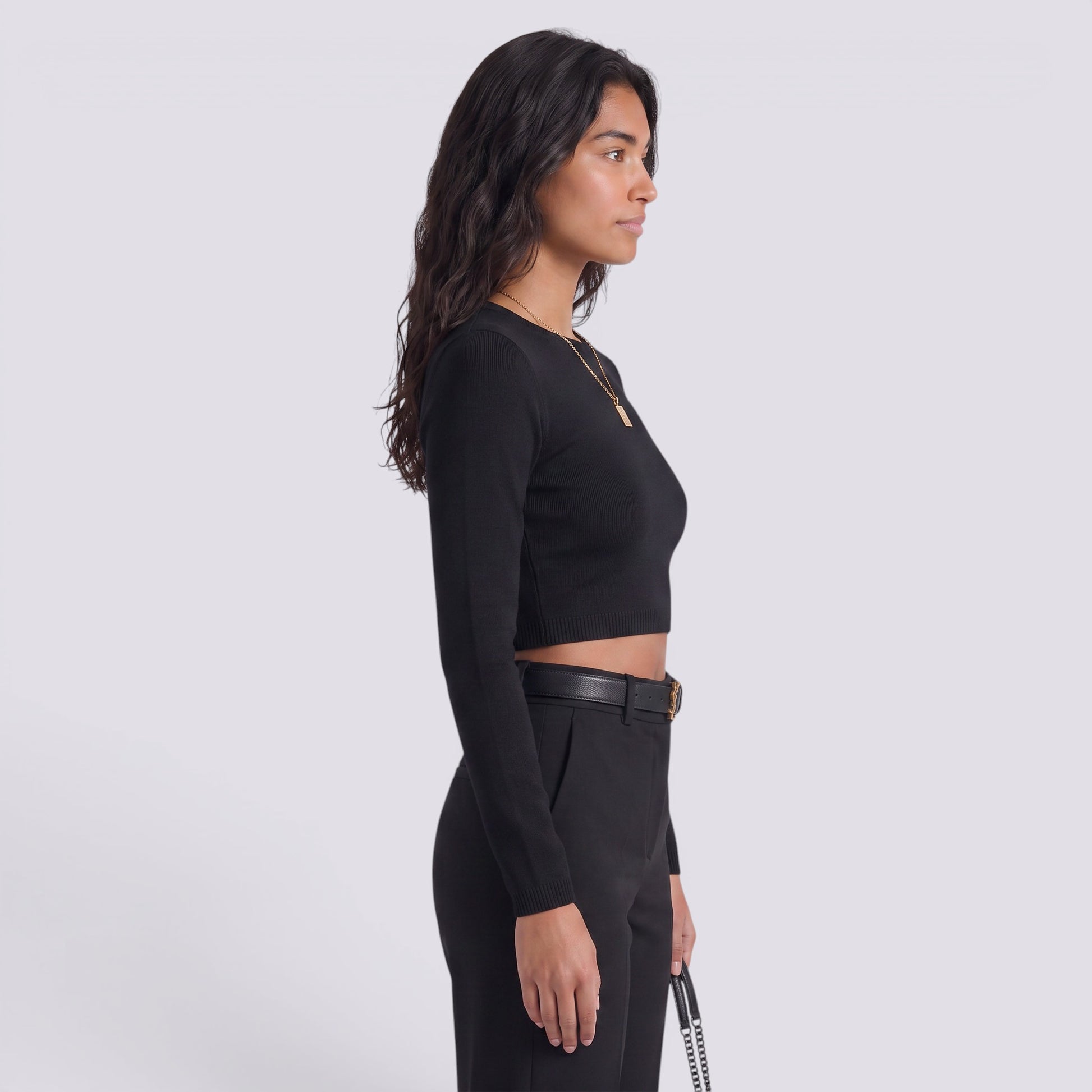Camiseta Manga Larga Mujer Corta Entallada