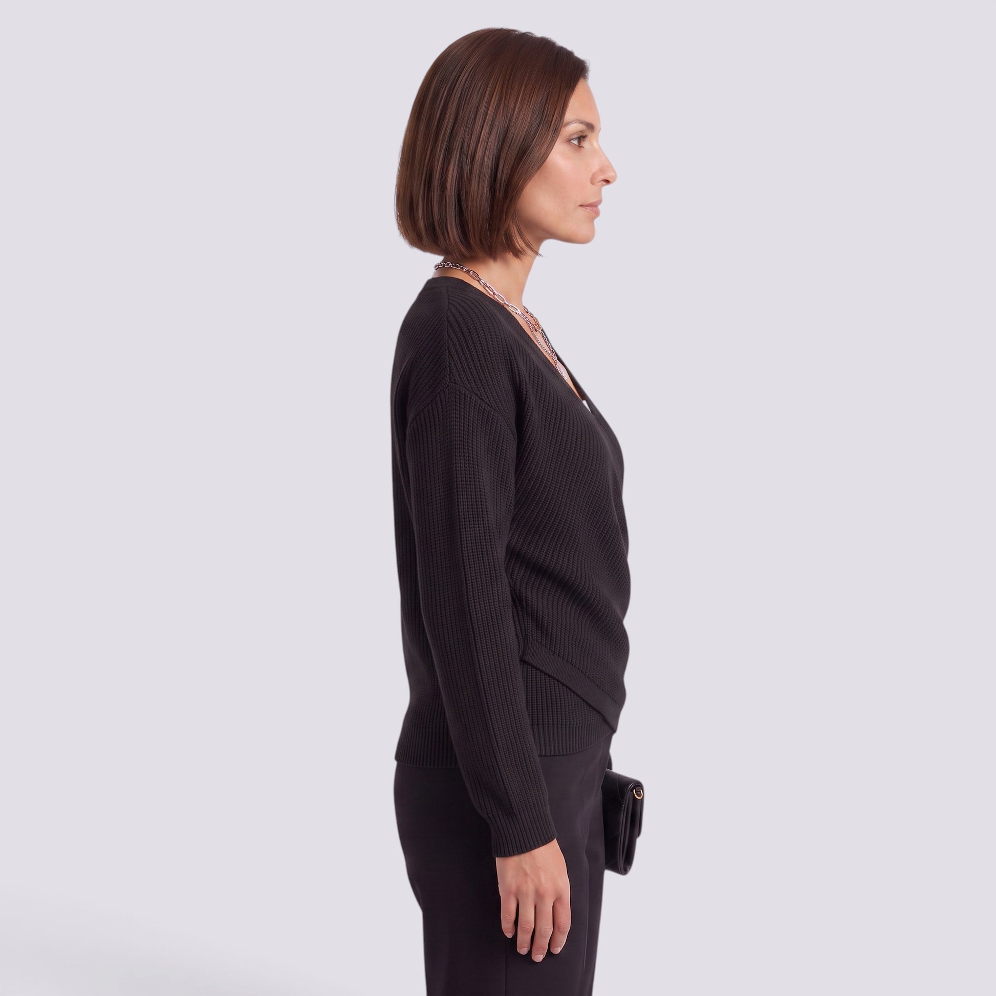 Jersey Mujer Punto Cuello Pico Cruzado