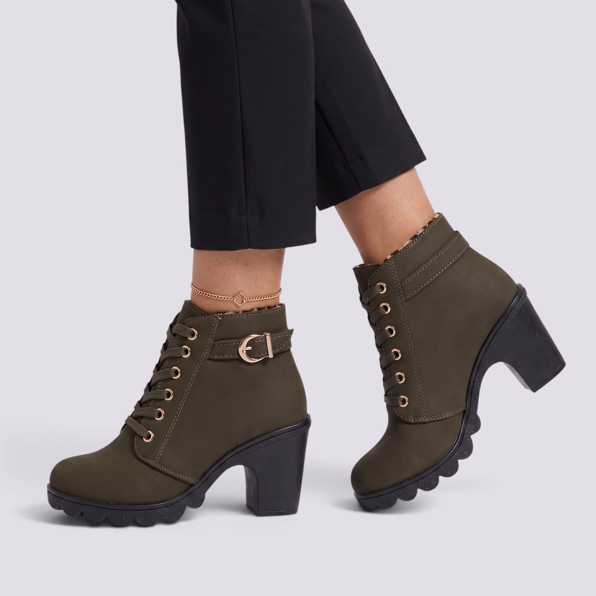 Botines Mujer Tacón con Cordones
