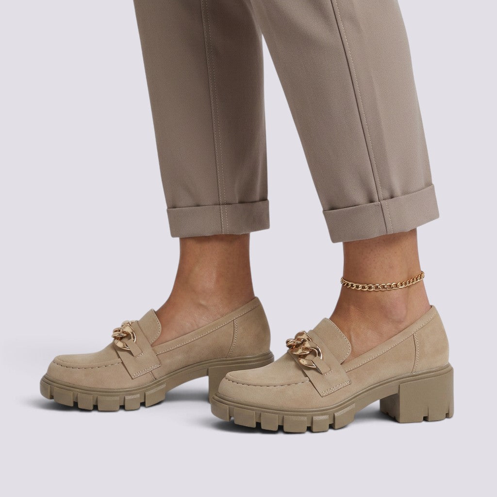 Mocasines Mujer con Tacón y Cadena