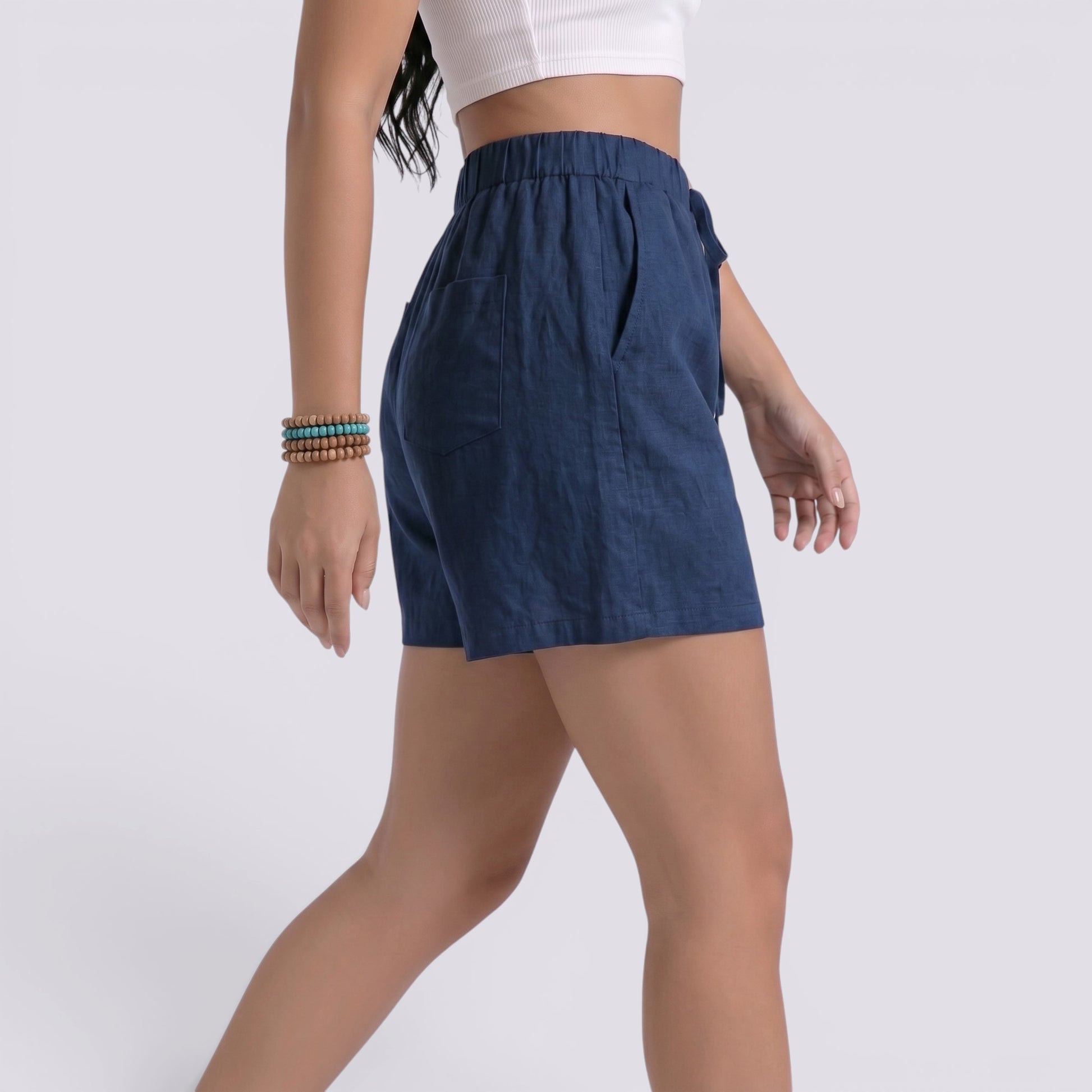 Shorts Lino Mujer Verano Elegante