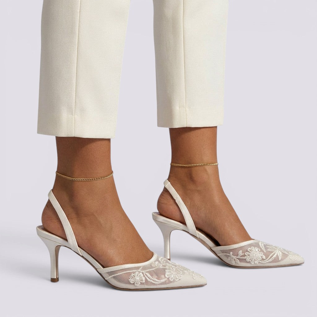 Sandalias Tacón Mujer Bordadas Eleganta