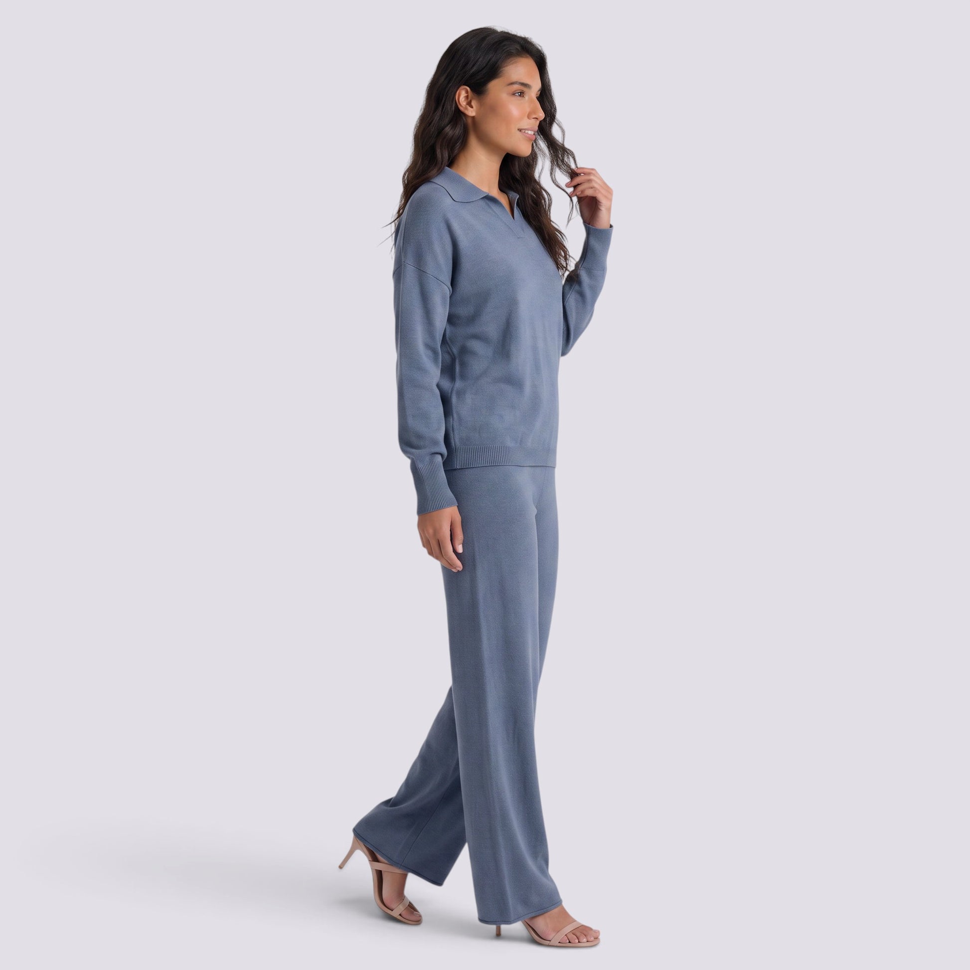 Conjunto Punto Mujer Polo Pantalón Ancho