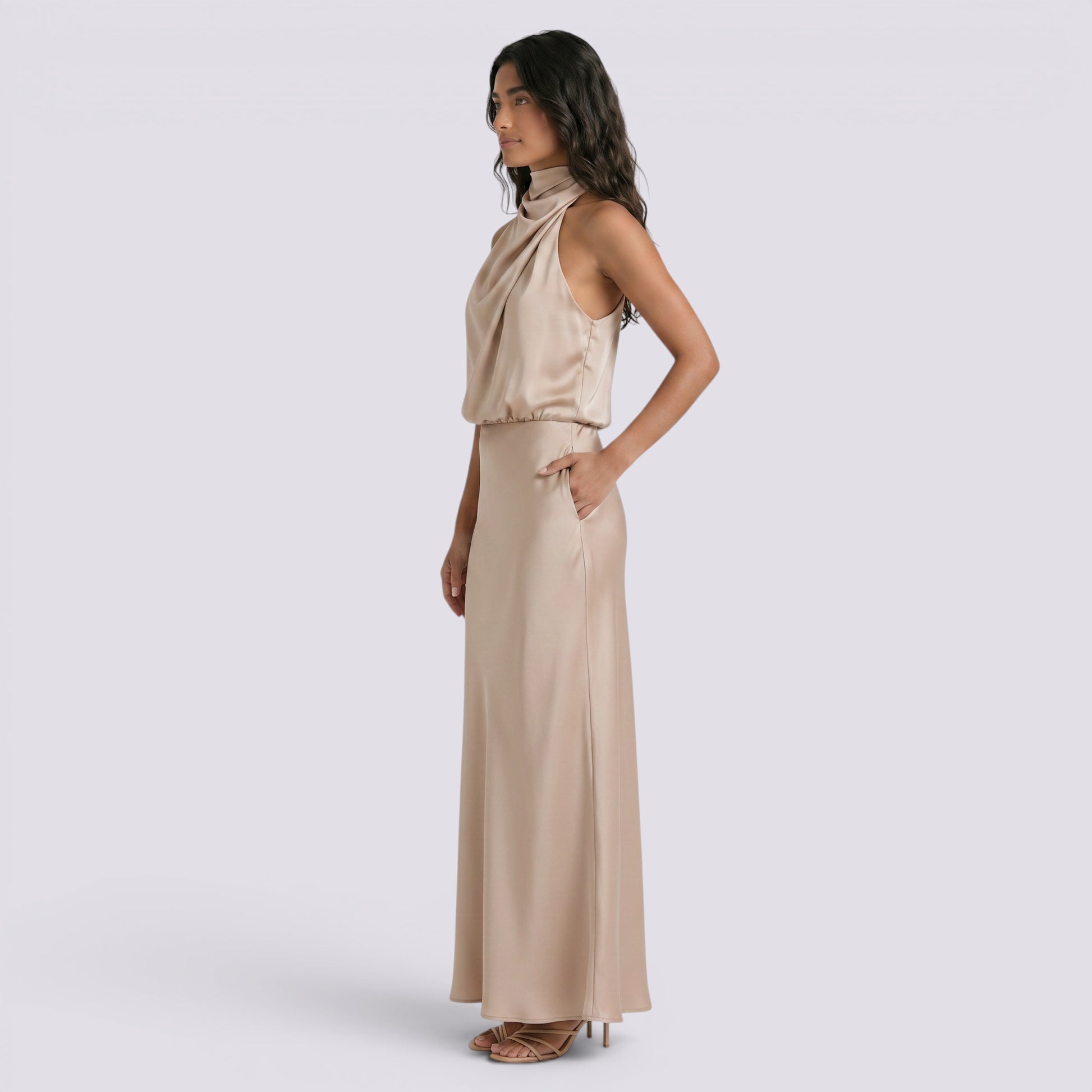 Vestido Largo Mujer Fiesta Satinado
