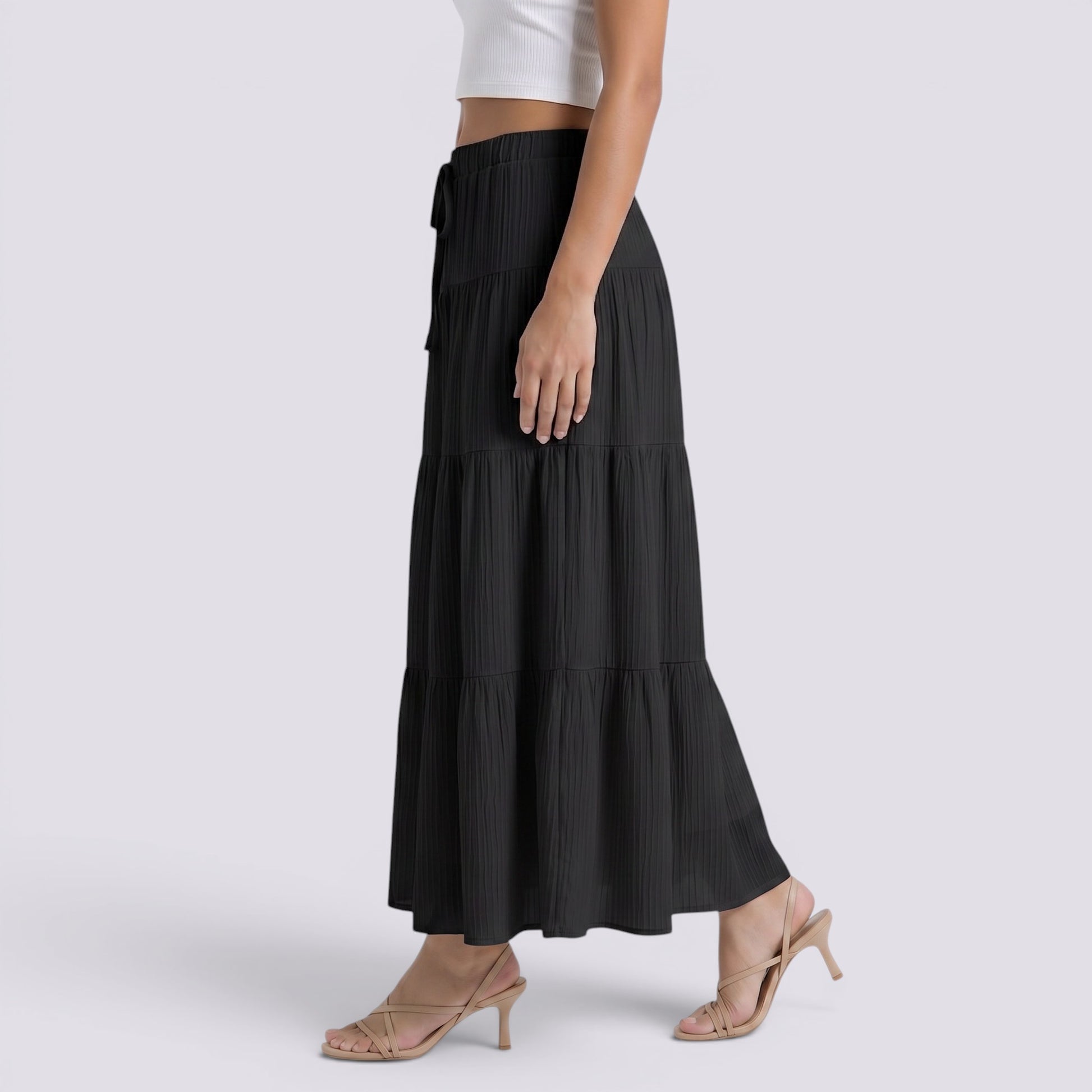 Falda Midi Mujer Cintura Alta Elegante Verano