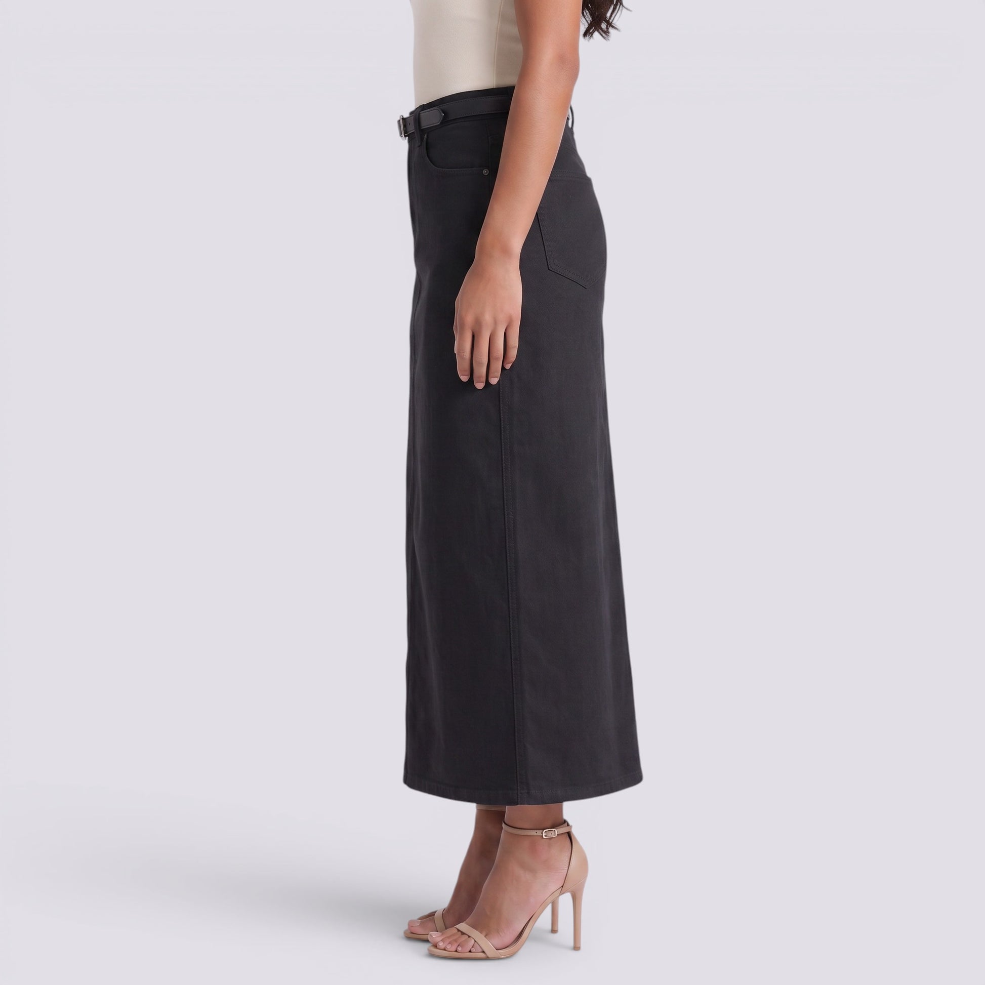 Falda Vaquera Midi Mujer Tiro Alto Vintage