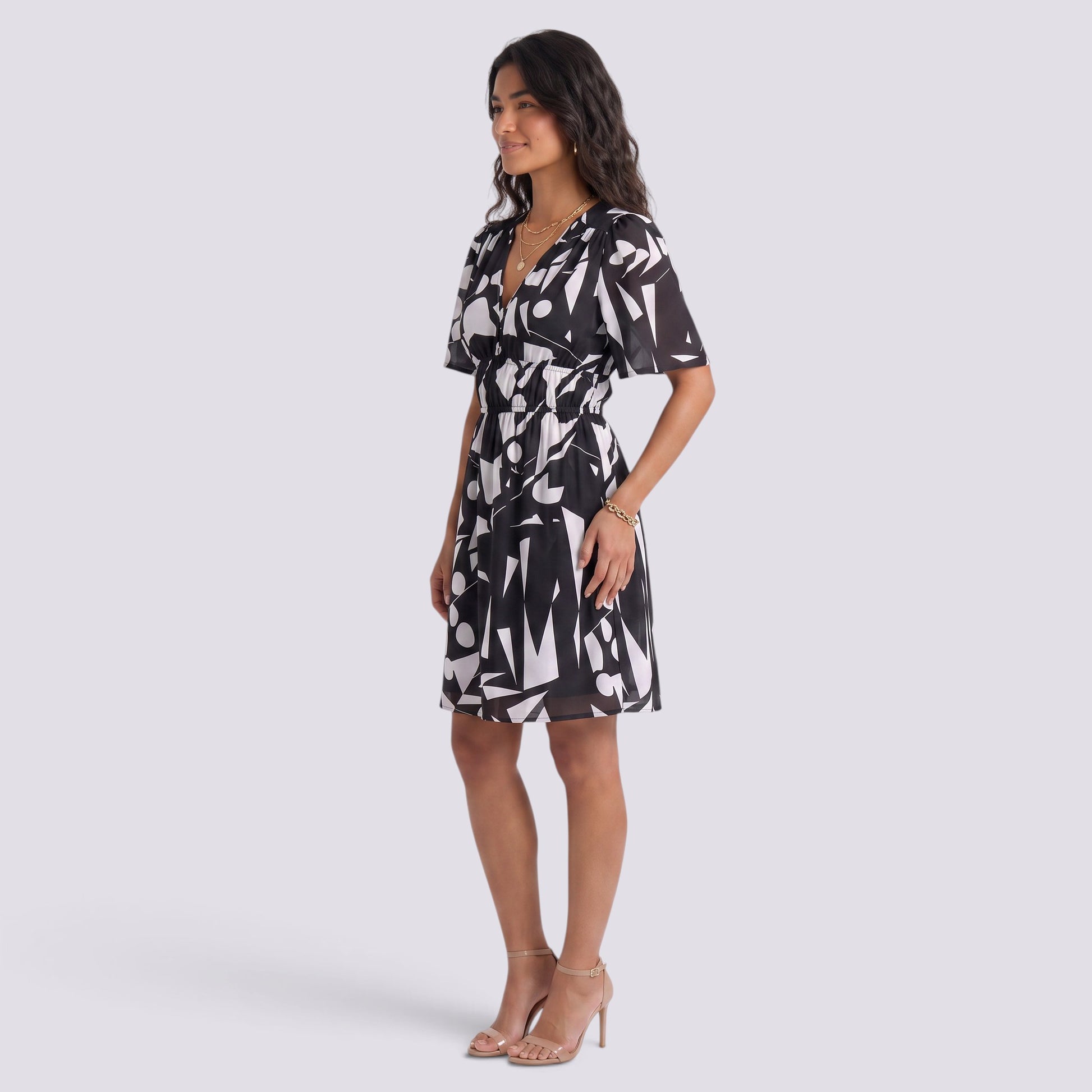 Vestido Corto Mujer Escote V Entallado