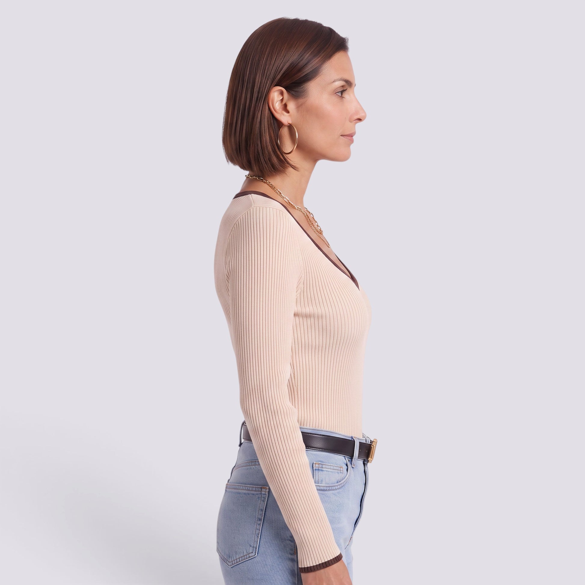 Jersey Mujer Rayas Oversize Cuello Pico