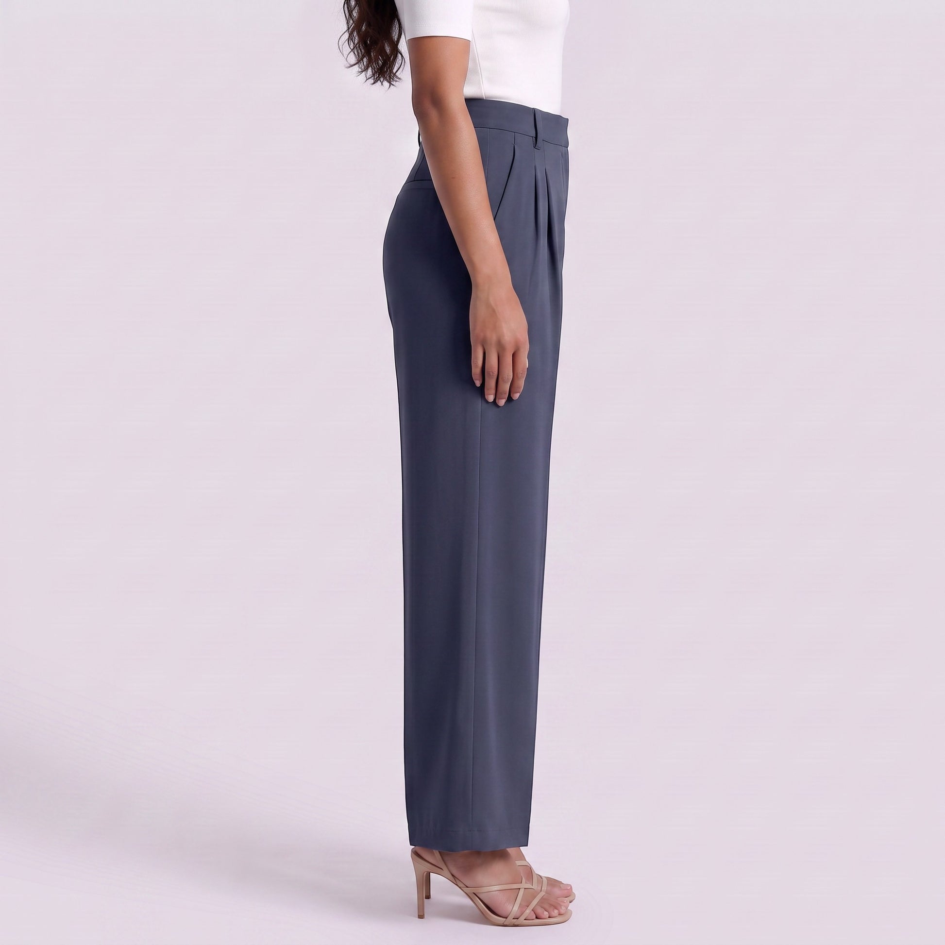 Pantalón Ancho Mujer Cintura Alta con Cordón