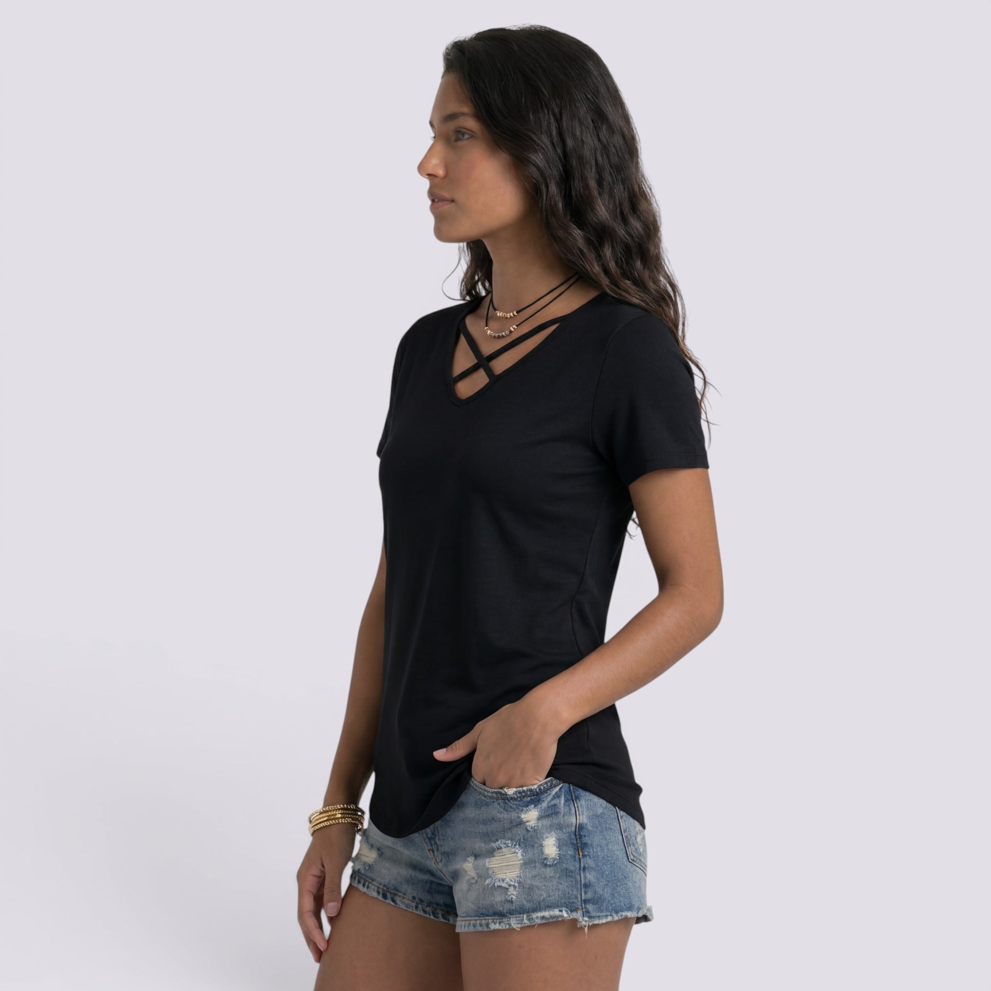 Camiseta Mujer Cuello Cruzado